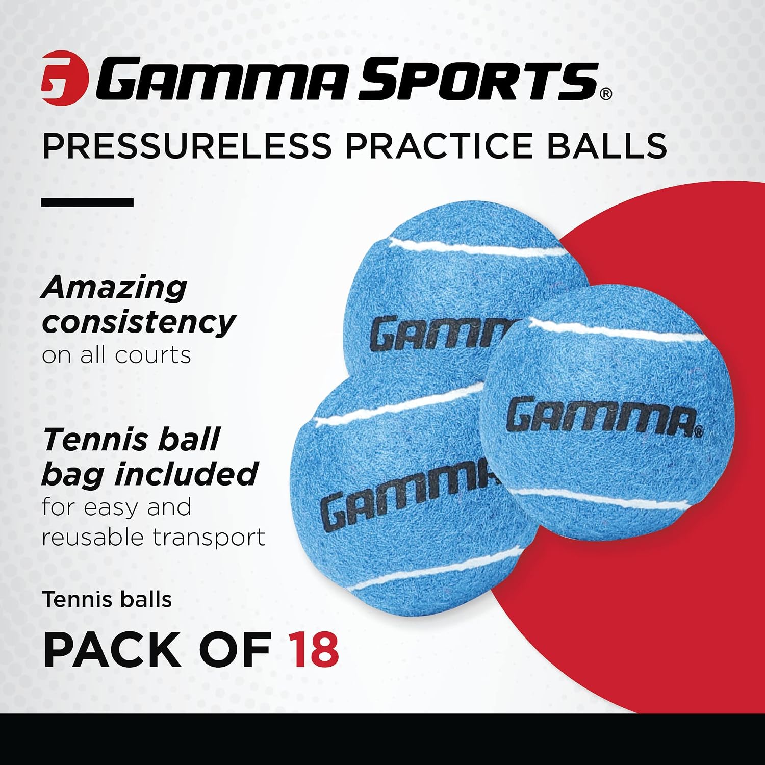 GAMMA Bag of Pressureless Tennis Balls - Sturdy & Reuseable Mesh Bag with Drawstring for Easy Transport - Bag-O-Balls, Blue