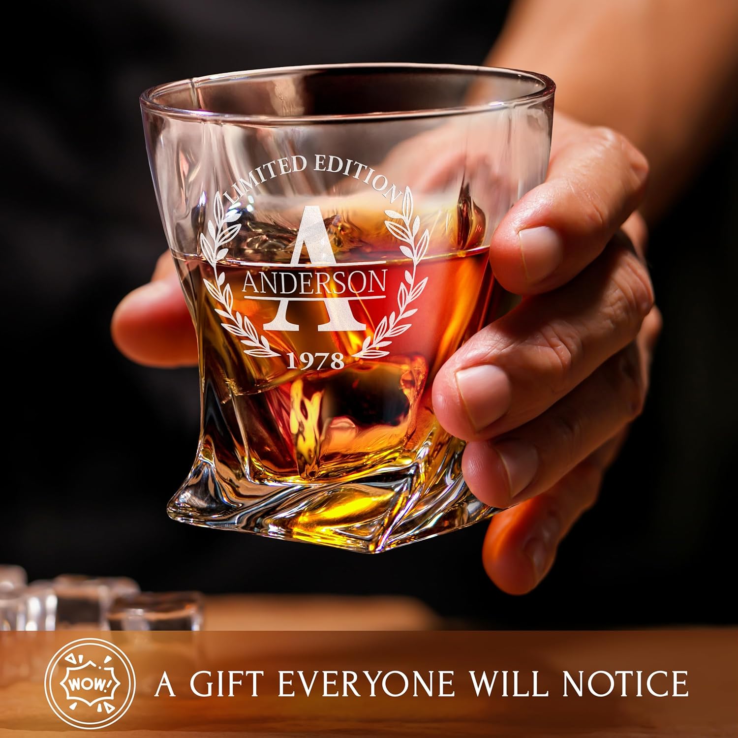 Personalized Whiskey Decanter Set - Customized Gift for Men - Engraved Bourbon Old Fashioned Classic Twisted Decanter with Optional Whiskey Glasses Set - Best Gift for Birthdays and Any Occasion