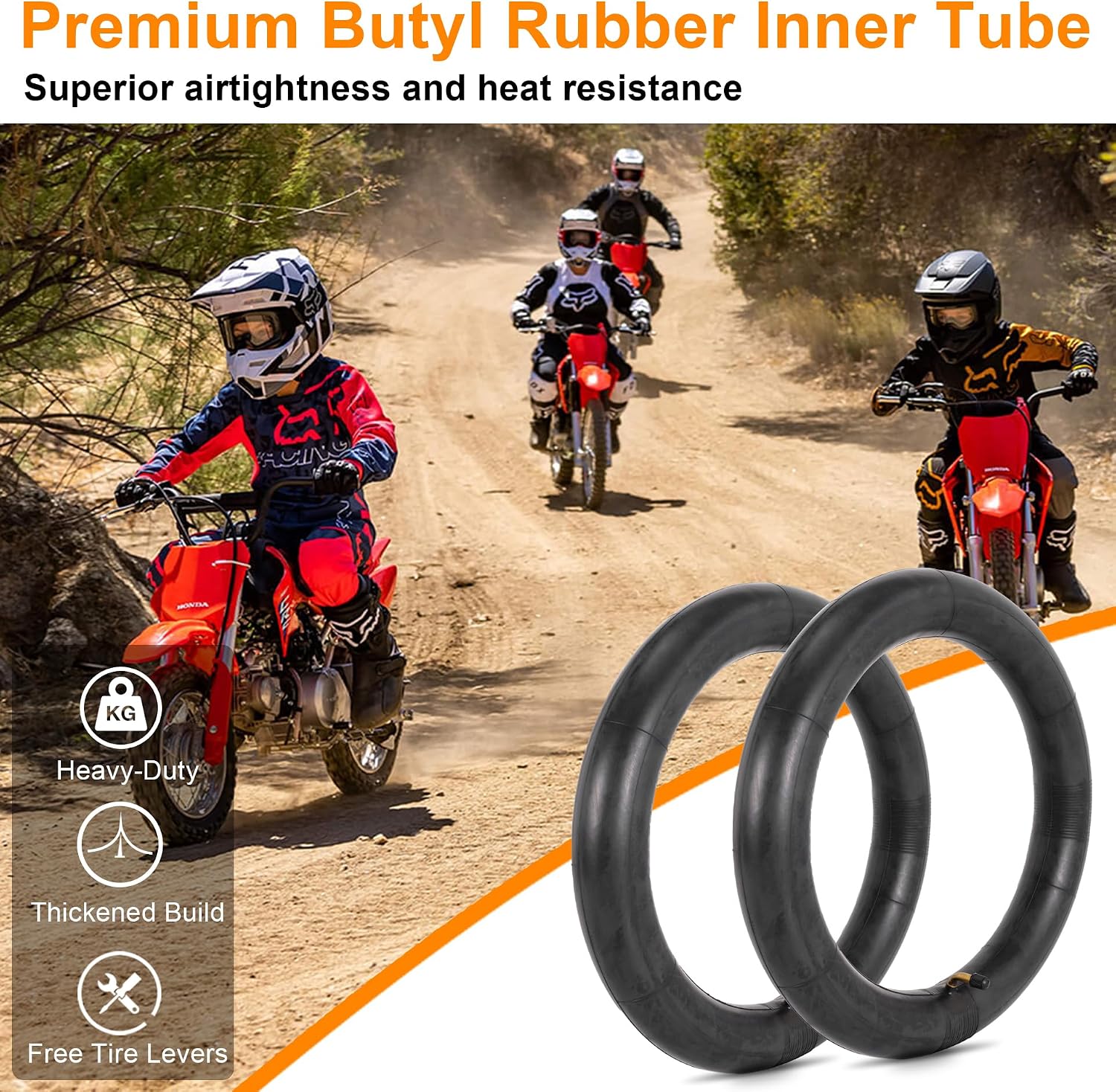 ZANGOME 2-Pack Heavy Duty 2.50/2.75-10 Inner Tubes 90° Bent Valve Stem Compatible with Honda CRF50 Yamaha PW50 Suzuki JR50 Razor MX500 Dirt Pit Bike Front Rear Motorcycle Tire