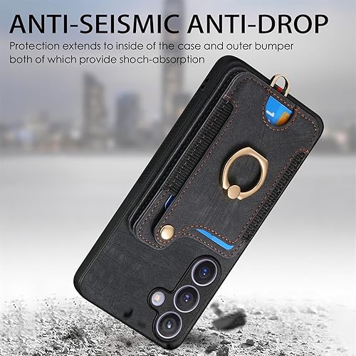 Miniatura 7 de Funda para Samsung Galaxy S24 Plus con tarjetero para mujer y hombre, funda de piel sintética tipo cartera con tapa, soporte de anillo con bloqueo
