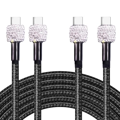 Cable USB C a USB C 3.3 pies, paquete de 2 60 W6 A, cable de carga rápida USB tipo C a C compatible con Mac-Book, iPad, Samsung Galaxy Pixel, etc