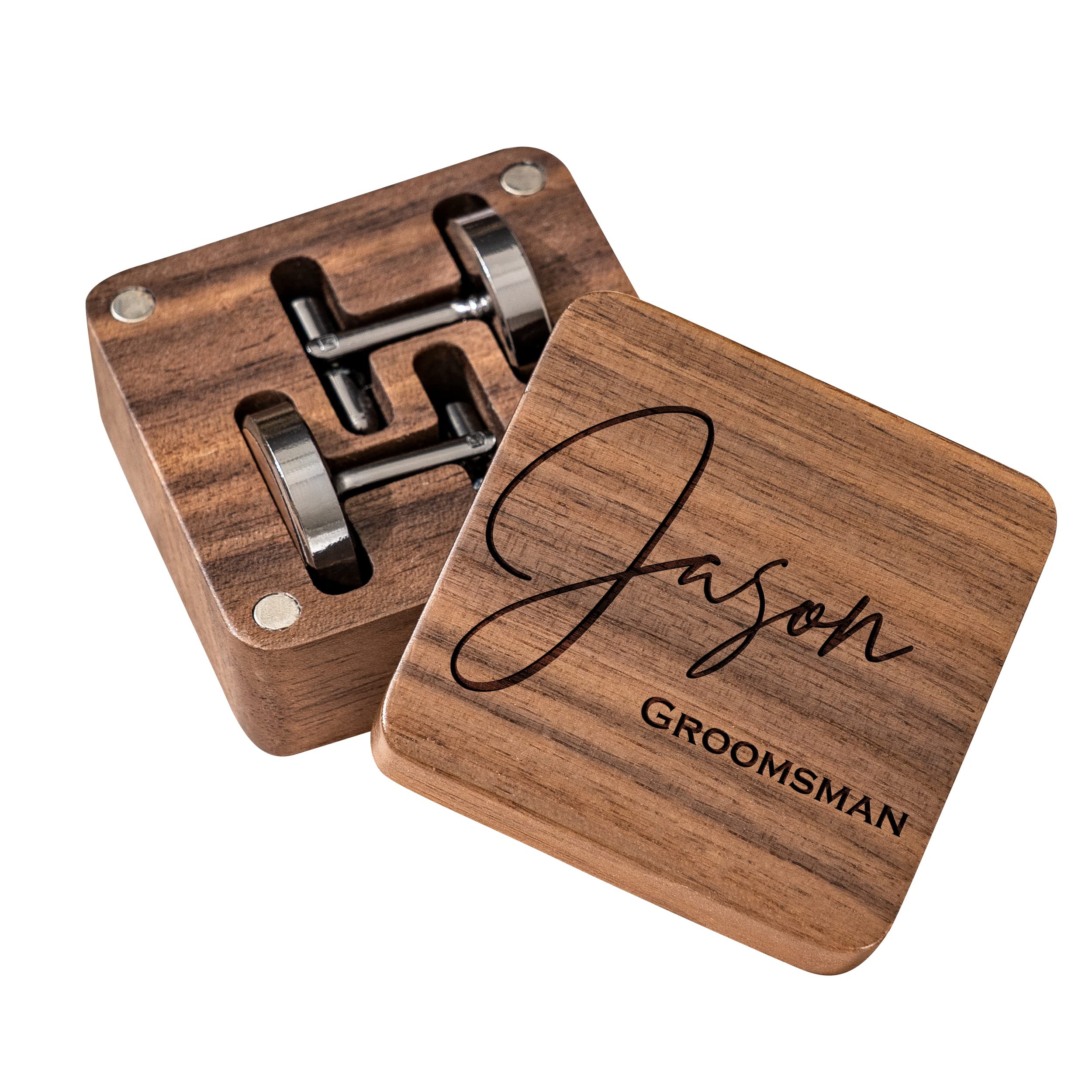 KEMEILA Gemelos de regalo para novios, gemelos de madera personalizados, regalos para padrinos de boda, gemelos de joyería para hombres regalos para novios.