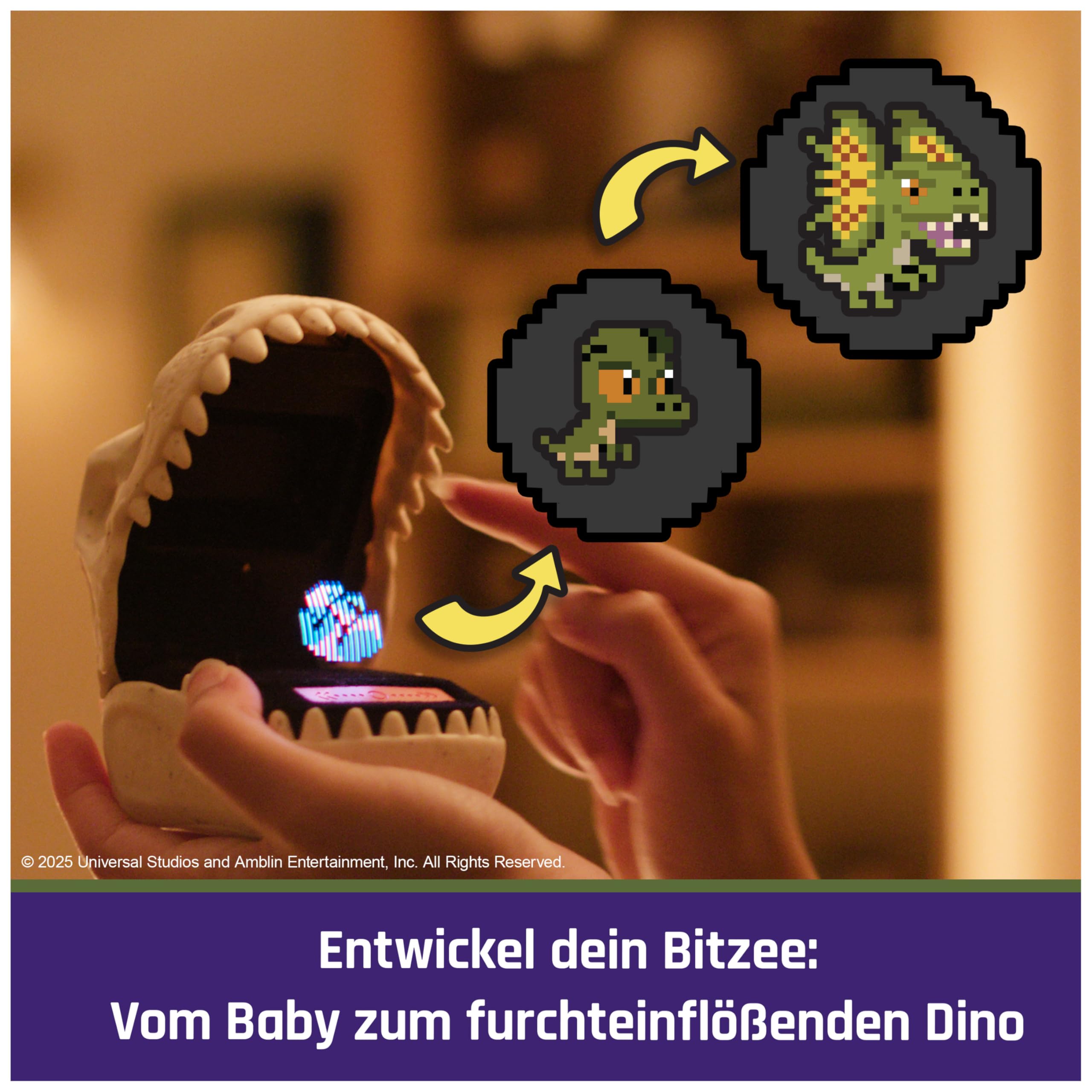 Bitzee Jurassic World – Interaktives Dino-Spielzeug im T-Rex-Design, mit 25 virtuellen Dinosauriern, Battle Modus und Spielen, Sammlerstück, Geschenk für Kinder ab 5 Jahren