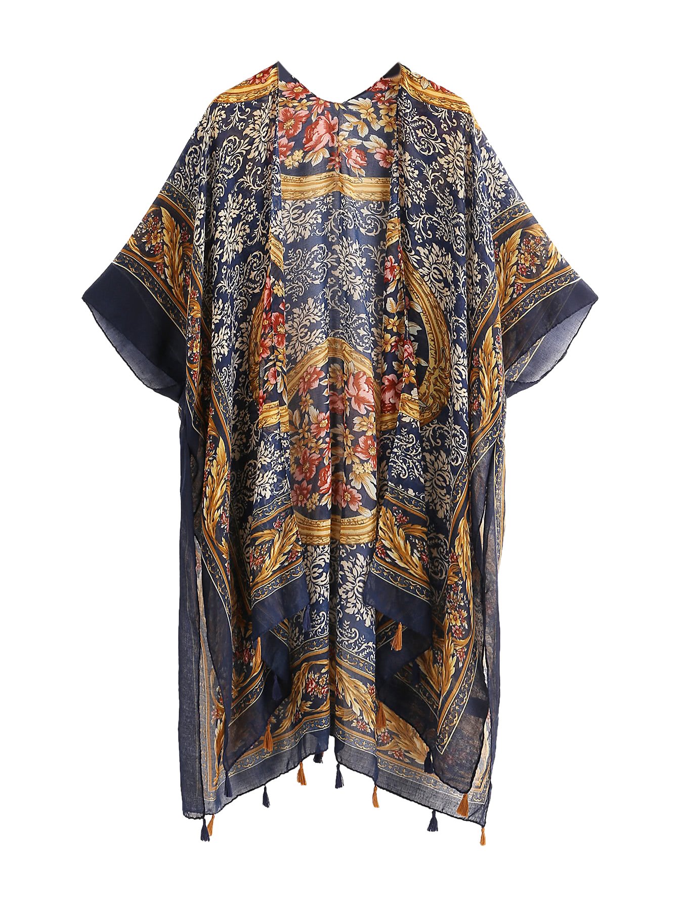 SweatyRocksWomen Kimono Vintage Floral Beach Cover Up