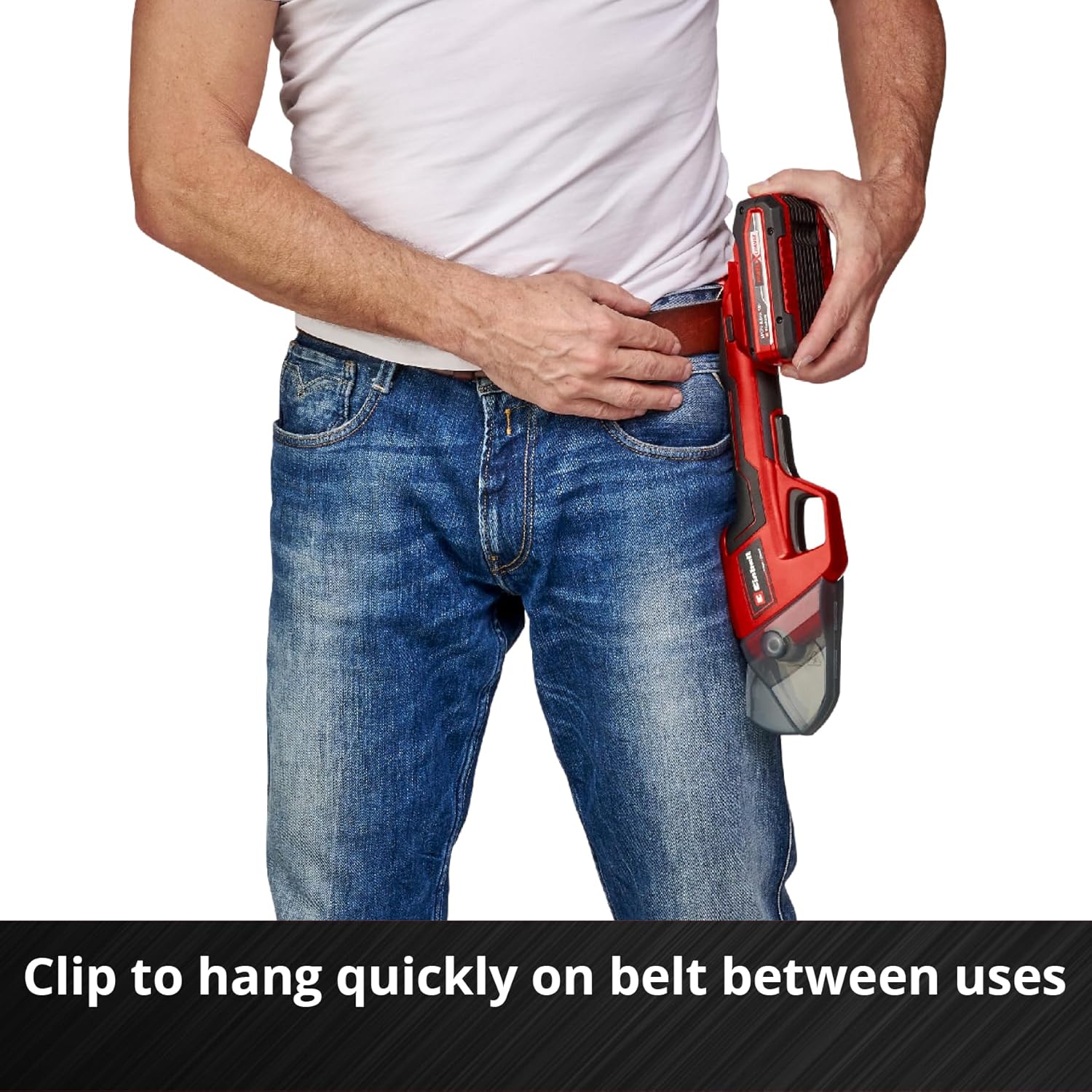 Hands engaging the trigger lock on Einhell Pruning Shears