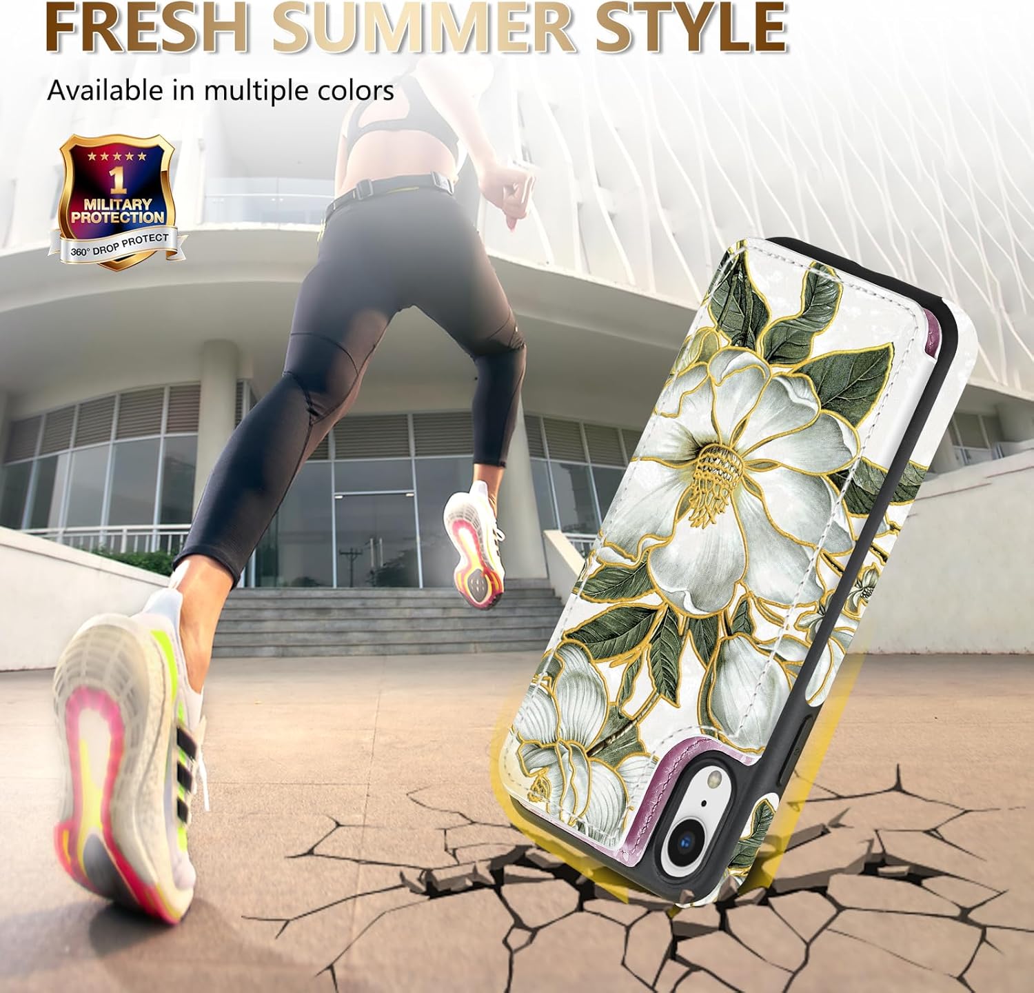 NNH Compatible with iPhone XR Wallet Case with RFID Blocking Card Slots Folio Flip PU Leather Kickstand Double Magnetic Clasp Design Cover for iPhone XR(6.1 inch-Magnolia Flowers) - Image 7