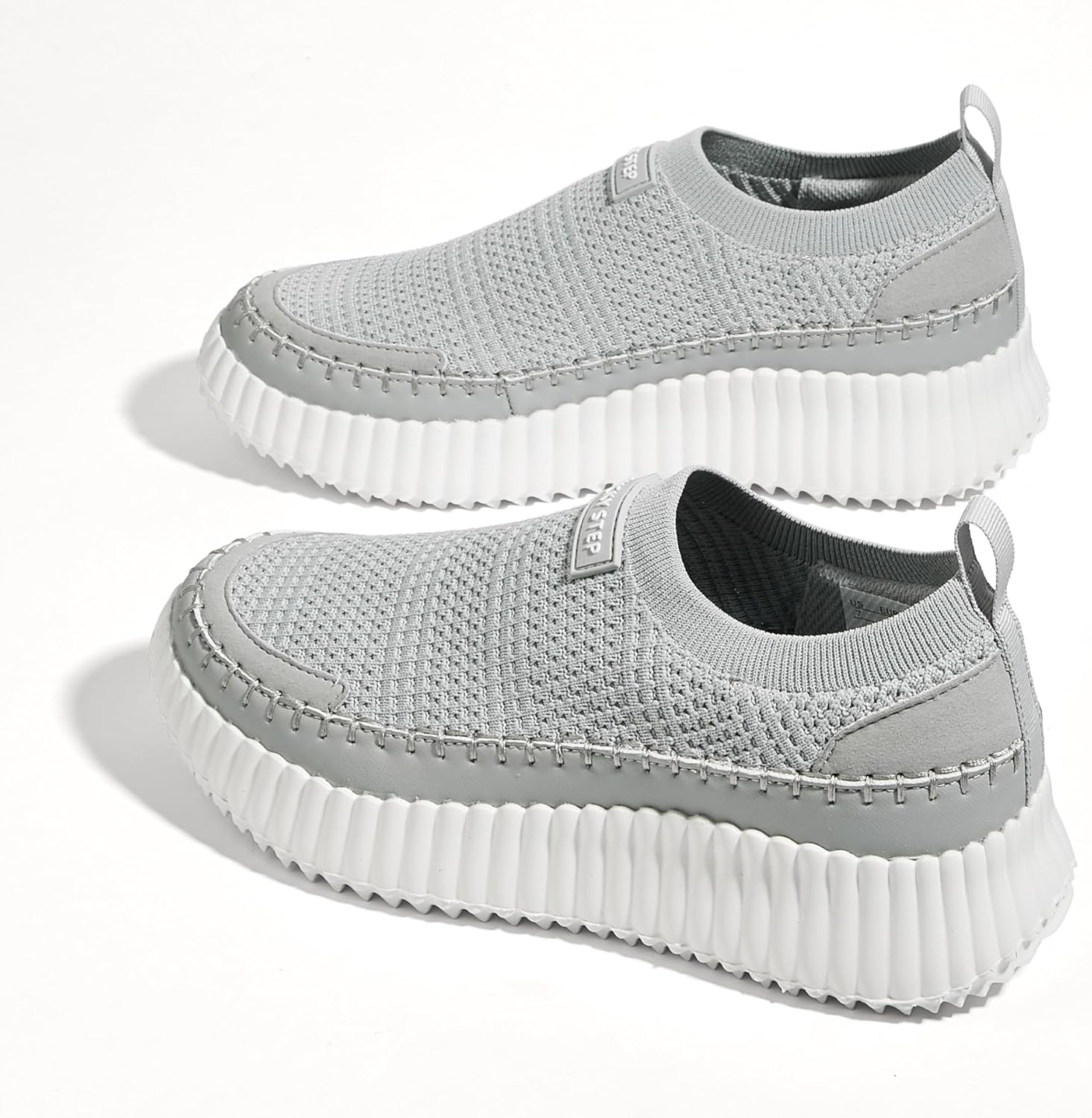 LUCKY STEP Platform Sneakers for Women Slip on Knit Chunky Fashion Casual Retro Braided Tennis Lightweight Walking Shoes - Image 5