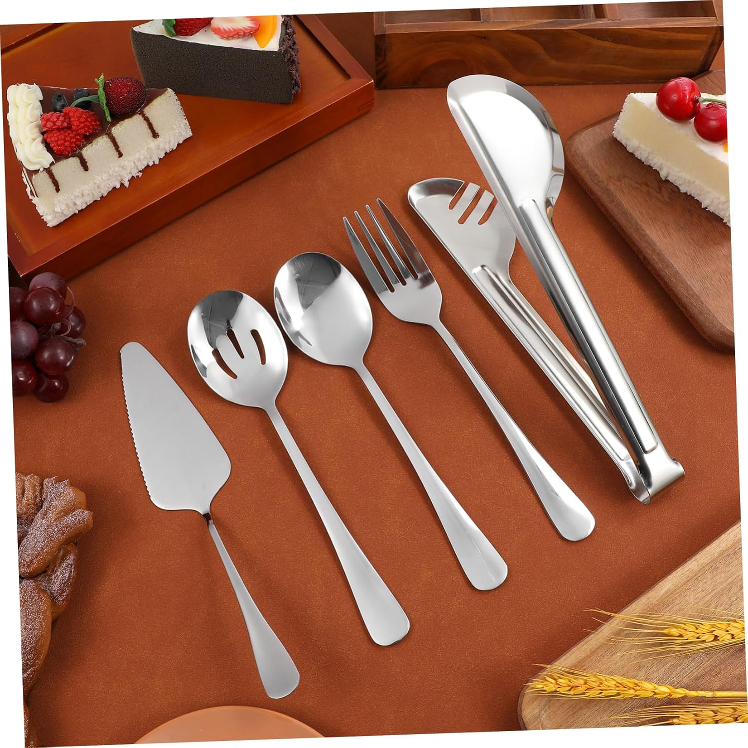 1Set Stainless Steel Utensil Food Serving Tools for Home Gatherings Picnics and Camping Polished Design Easy to Clean Kitchenware