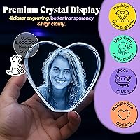 Vista 6 de Monume Corazón de cristal 3D (pequeño) – Foto de cristal personalizada grabada con láser hecha de vidrio transparente – Regalos personalizados