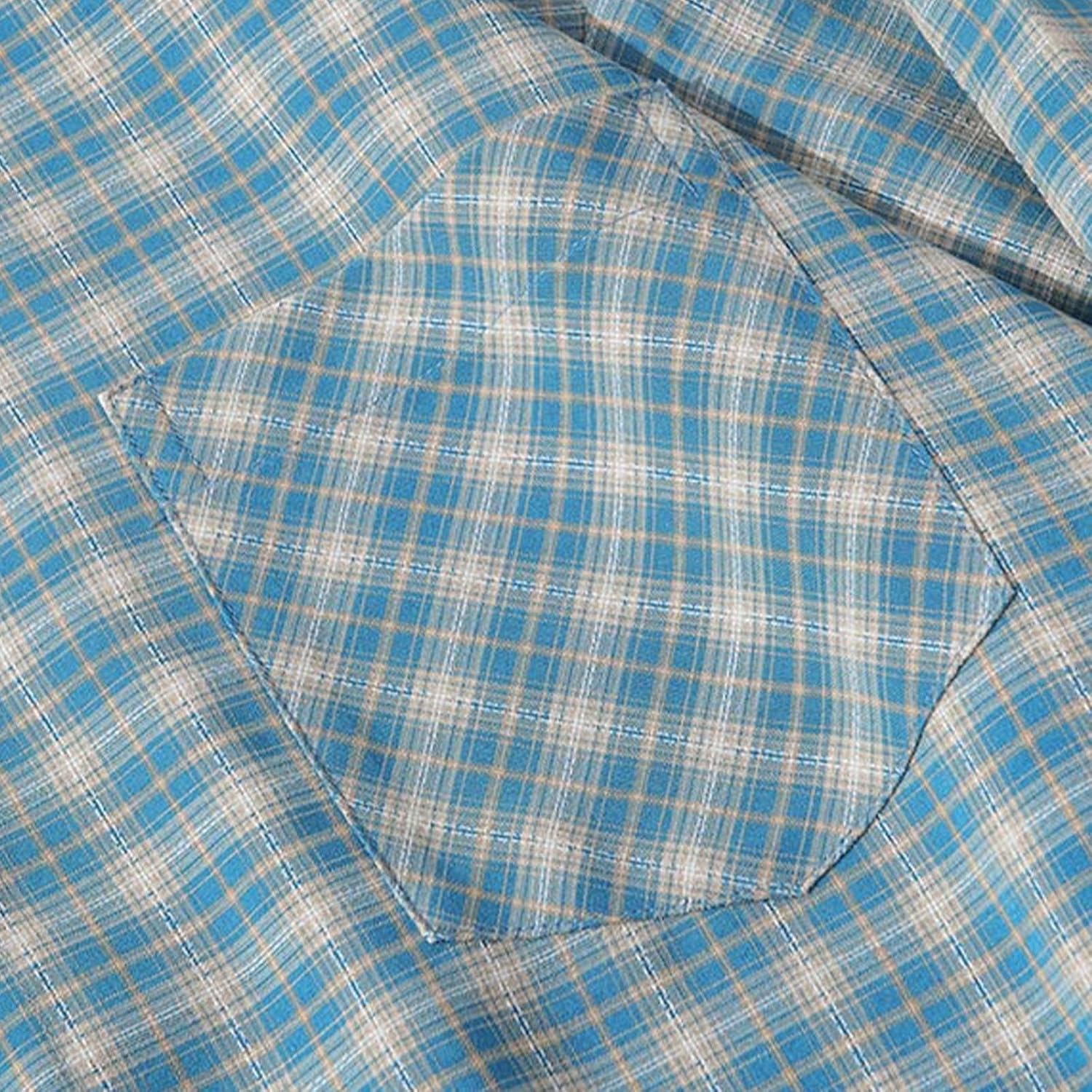 Mens Plaid Cotton Shirts Long Sleeve Button Down Casual Shirt Jacket Lightweight Stylish Work Blouse Fashion Fall Blouse