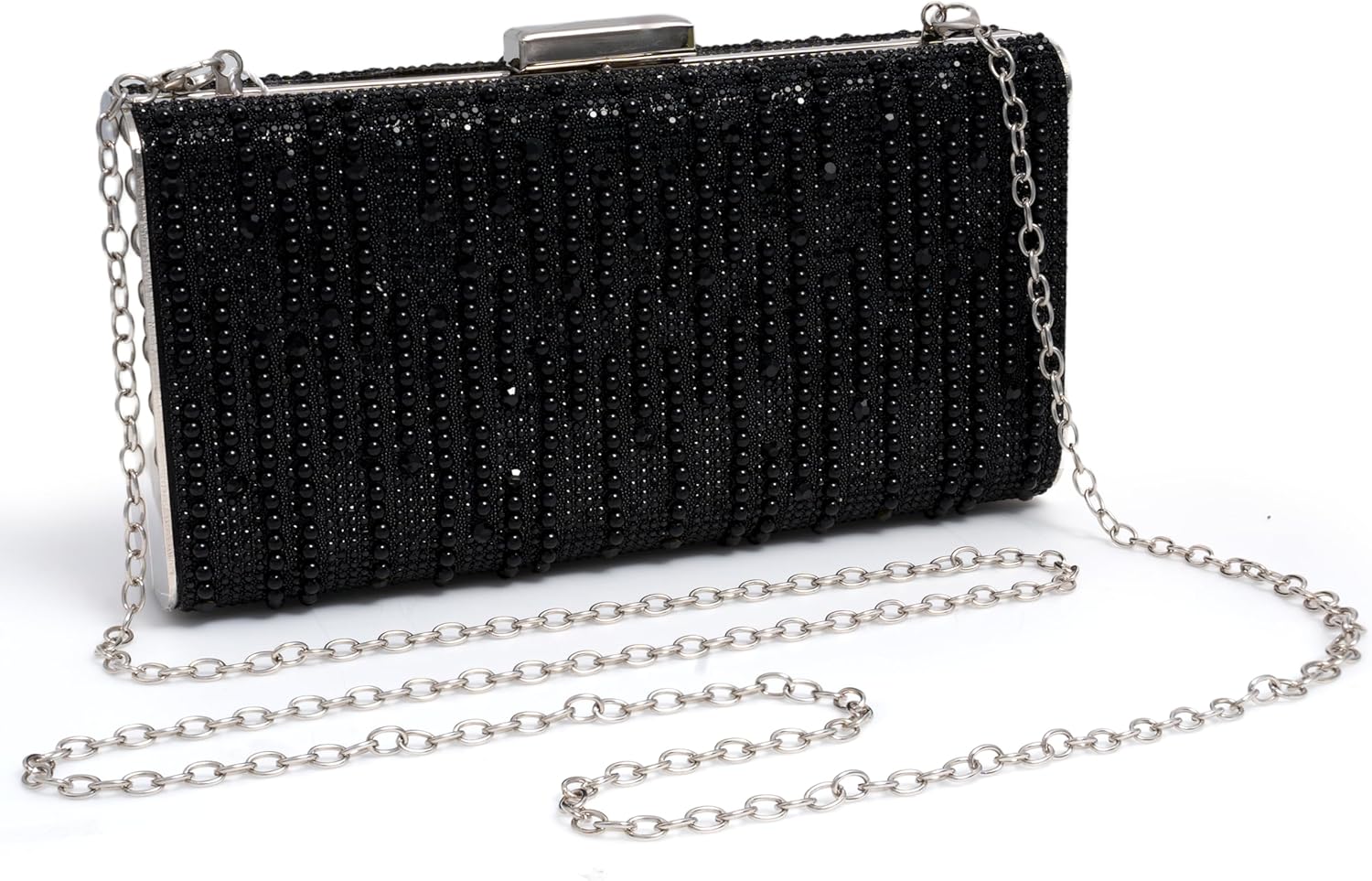 CARIEDO Pearl Rhinestone Bow Flip Clutch for Women - Wedding Prom Cocktail - Image 2