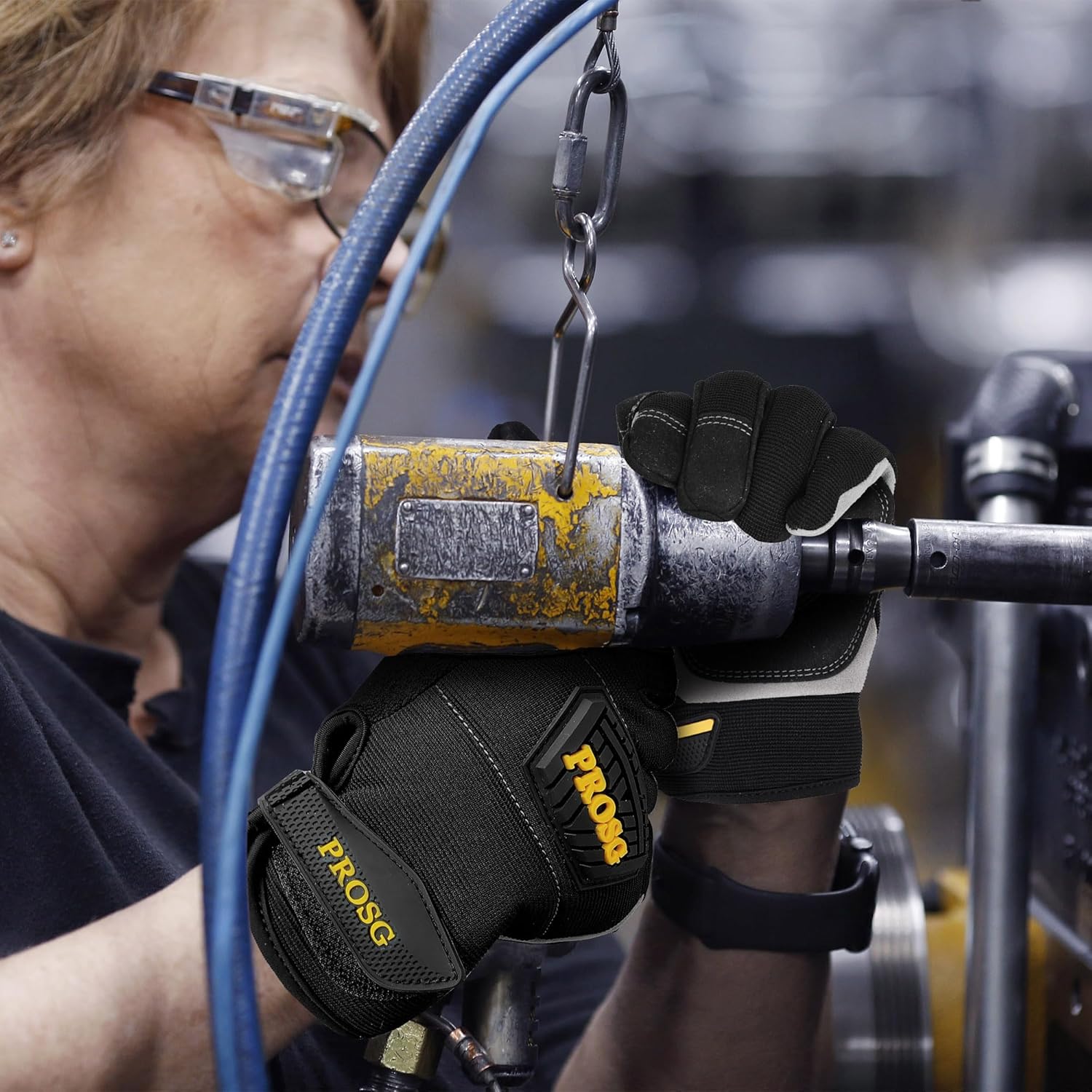 Mens Work Gloves,Synthetic Leather Utility Mechanic Working Gloves,Strong Flexibility, Awesome Grip, Breathable, Black