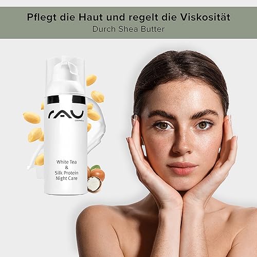 Miniatura 7 de RAU - Cuidado nocturno de té blanco y proteína de seda (1.7 onzas líquidas), mascarilla regeneradora con té blanco, mascarilla hidratante