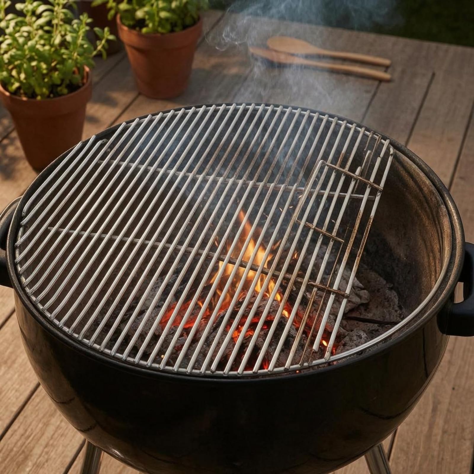 Qianly Rejilla Parrilla Acero Inoxidable Diseño Abierto Rejilla Redonda Acero Inoxidable Resistente Al Temperatura para Barbacoa, 50cm