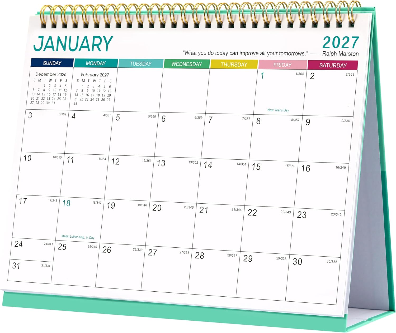 2026-2027 Desk Calendar - Calendar 2026-2027, Jul. 2026 - Dec. 2027, 9.8" x 8.3", Standing Flip 26-27 Desktop Calendar, Desk Calendar 26-27 18 month with Julian Date - White