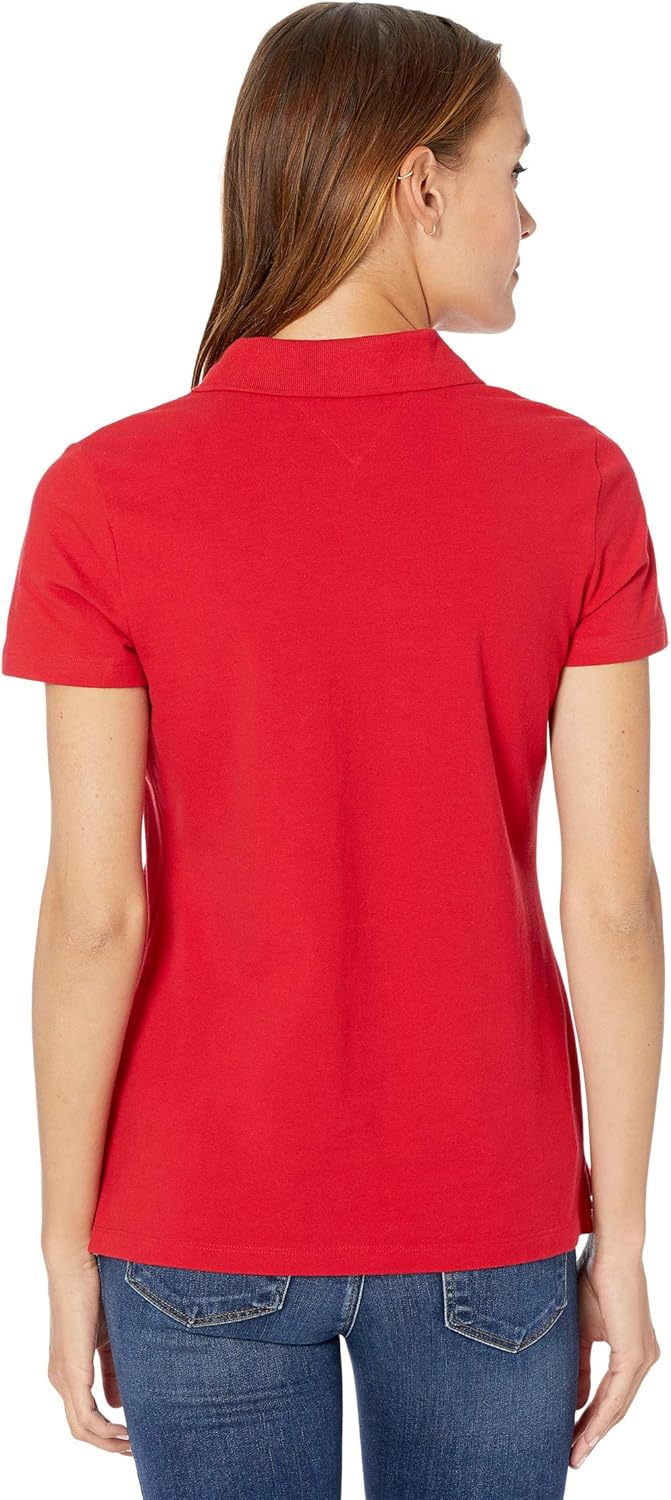 Tommy Hilfiger Women's Classic Short Sleeve Polo Shirt, ultra Scarlet, X-Small - Image 2