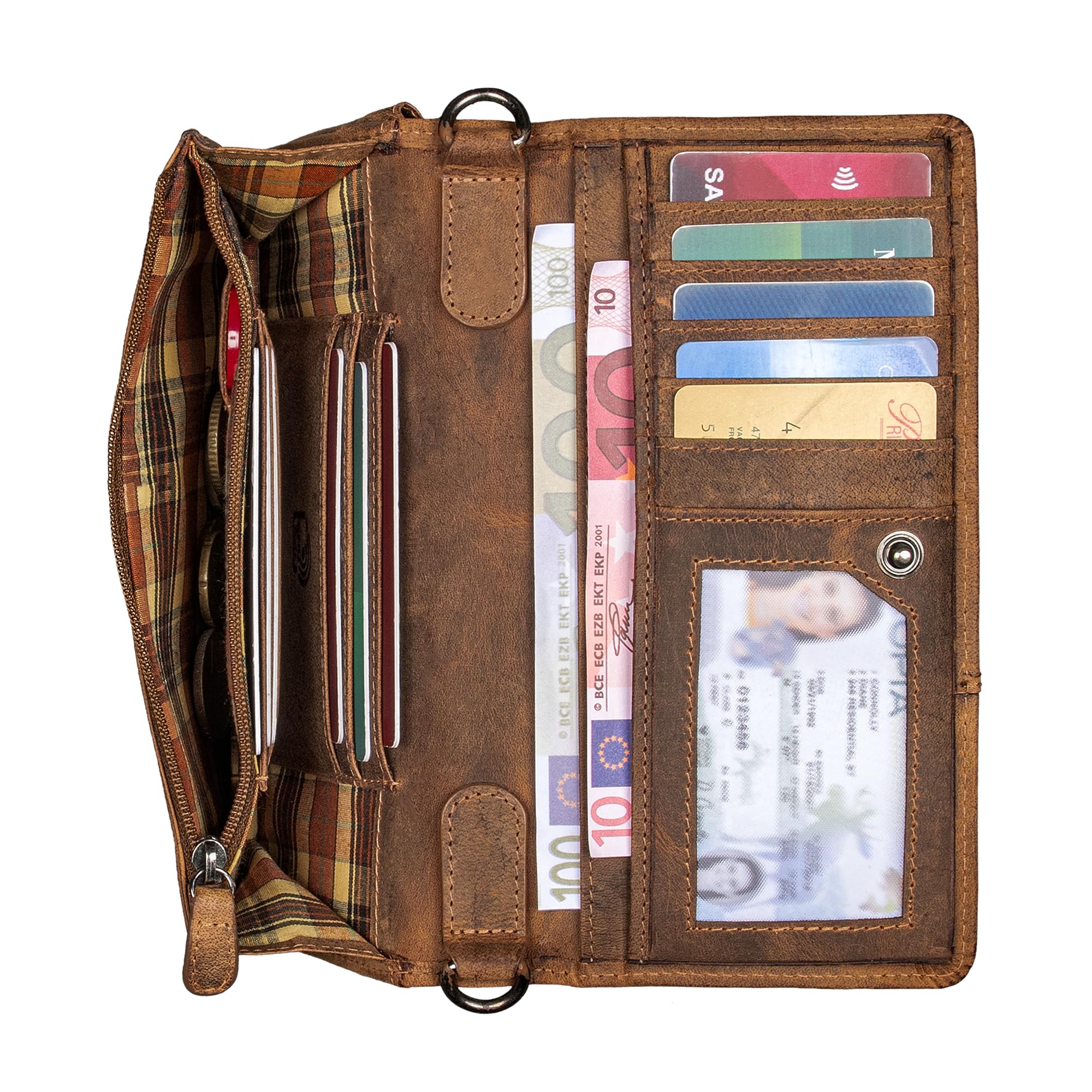 STILORD 'Darla' 3-en-1 Sac à Main Cuir avec Porte-Monnaie Femme Portefeuille avec Protection RFID 9 Compartiments pour Cartes Pochette Telephone Portable Cuir Véritable, Couleur:Bergamo - Marron