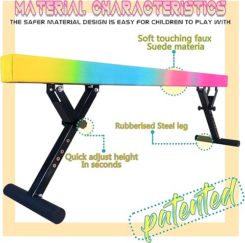 Miniatura 81 de Viga balana ajustable para niños, haz de gimnasia de 8 pies, haz de piso alto y bajo para todos los niveles de gimnasia, equipo de gimnasia Aurora
