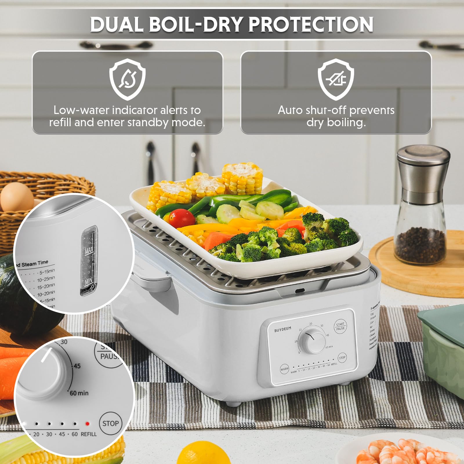 BUYDEEM Electric Food Steamer - 10.6L, 7 Timings -5