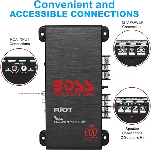 Miniatura 3 de Boss Din - Sistema de audio individual 200 vatios 2 canales Negro