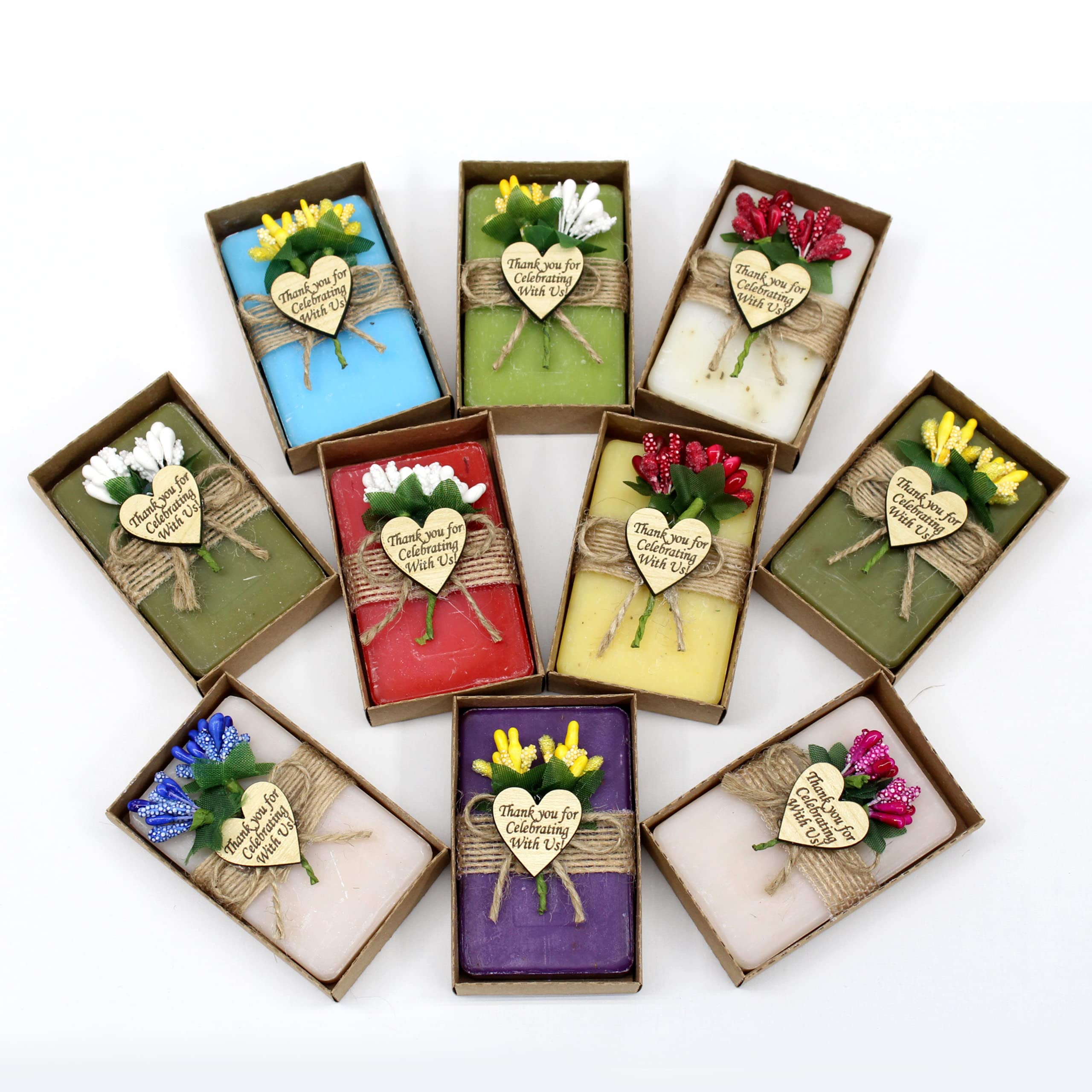 10 Pcs Shwaly Sisters Handmade Wedding Gifts Scented Soap Favors, Natural Soap Favors, Wedding Favors For Guests in Bulk, Bridal Shower Favors, Baptism Favor, Vegan Scented Rectangle Soap Bar