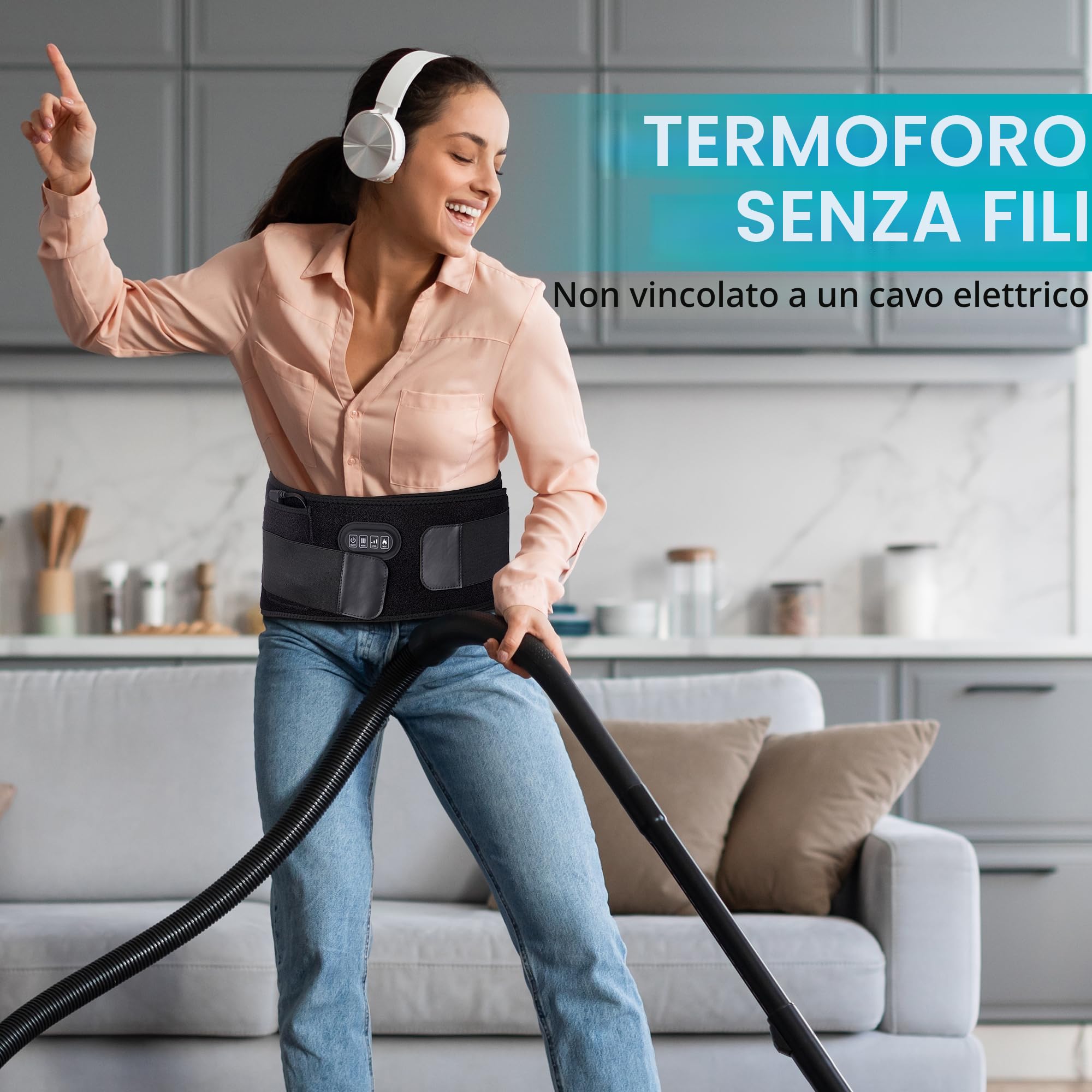 BESTEK Fascia Massaggio Lombare Riscaldante Cintura Riscaldante con 3 Livelli di Temperatura e Massaggio a Vibrazione–Termoforo Elettrico con Spegnimento Automatico per Schiena, Spalle e Addome