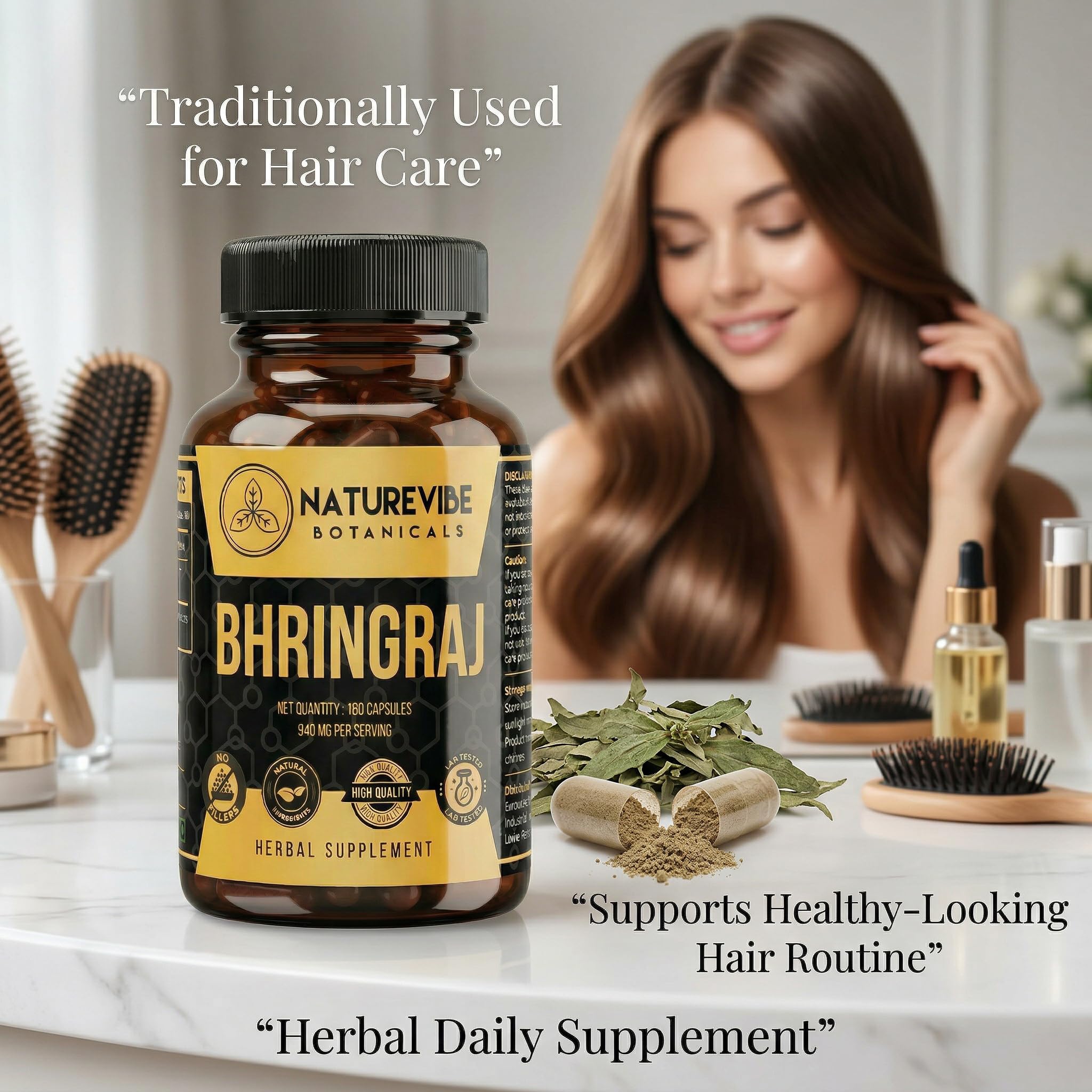 Bhringraj Capsules 180 Veg Capsules by Naturevibe Botanicals Eclipta Alba Herbal Supplement | Plant-Based Source of Natural Antioxidants | Daily Wellness Support — Amazon image 6