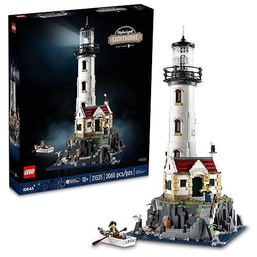 LEGO Ideas Motorized Lighthouse 21335 Adult Model Building Kit, Complete with Rotating Lights, Quaint Cottage and a Mysterious Cave, Creative Gift Idea - Multicolor