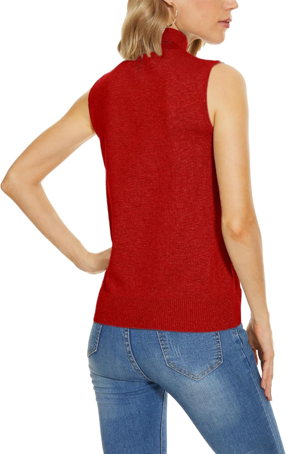 INKOFF Sleeveless Mock Neck Turtleneck Knit Tops Women Dressy Casual Sweater Vest Business Work Tank - Image 3