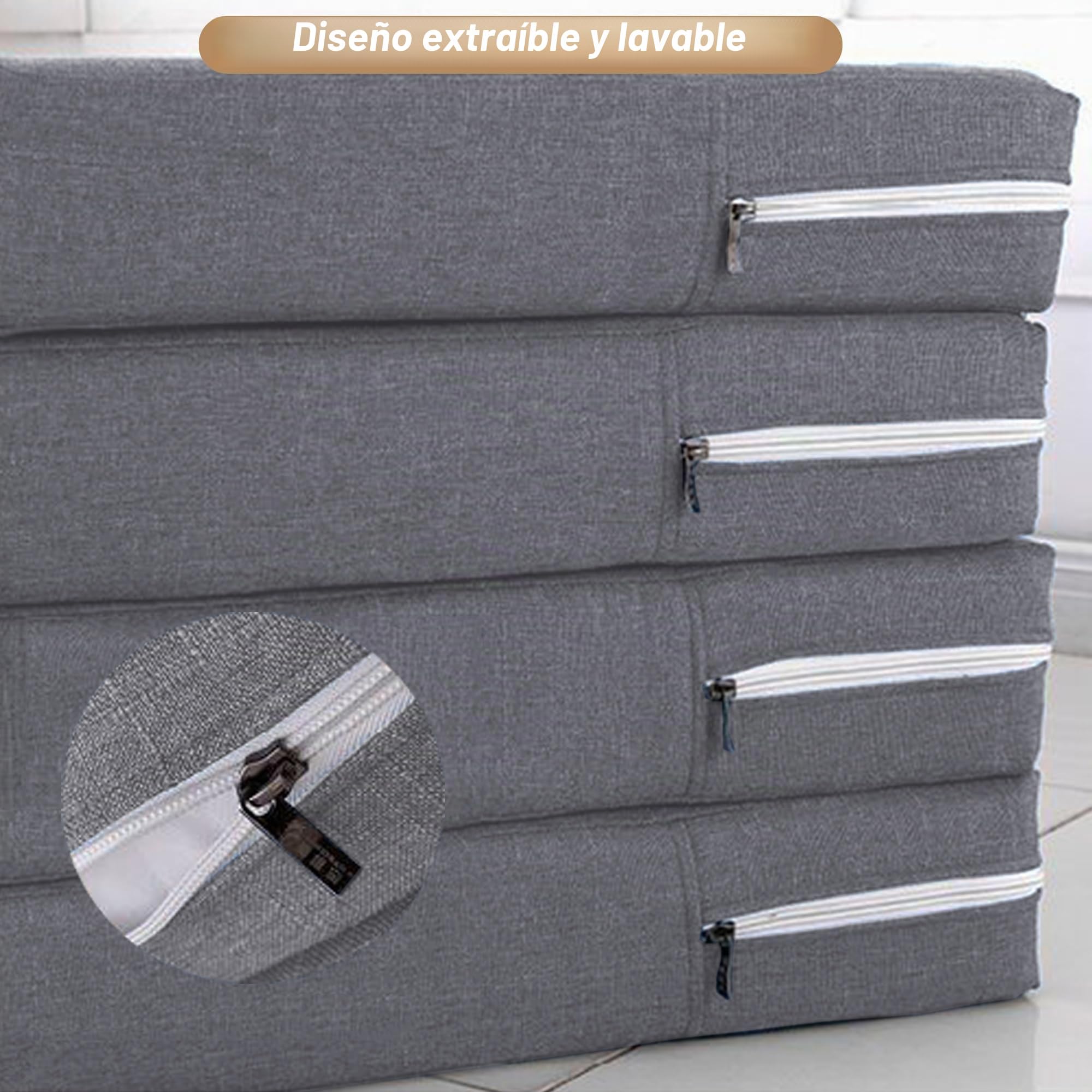 Colchón plegable individual antideslizante con almohada portátil, colchón plegable lavable, cama de invitados para adultos, alfombrillas de camping, alivio de presión y apoyo (200 x 60 x 5 cm