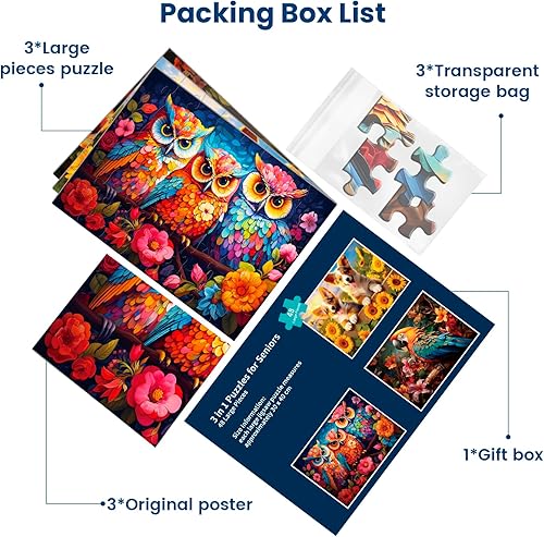 Miniatura 9 de Paquete de 4 rompecabezas de piezas grandes para personas mayores, rompecabezas de demencia de 36 piezas para adultos mayores, rompecabezas de