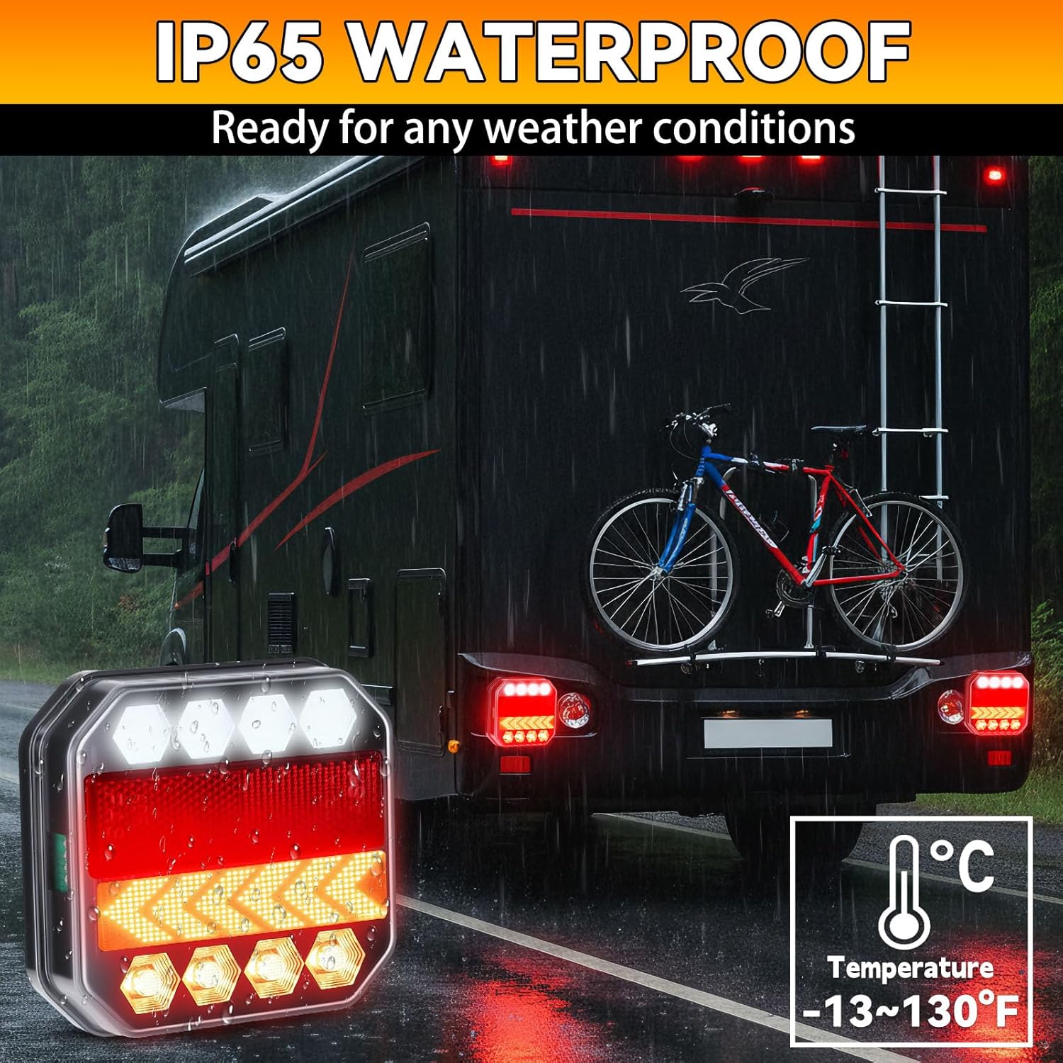 Wireless Trailer Lights Magnetic, Rechargeable LED Tow Lights with Turn Signal Brake Running Stop, 10-Hour Battery Life, Wireless Tail Lights for Trailers, Trucks, Boats, RVs, IP65 Waterproof