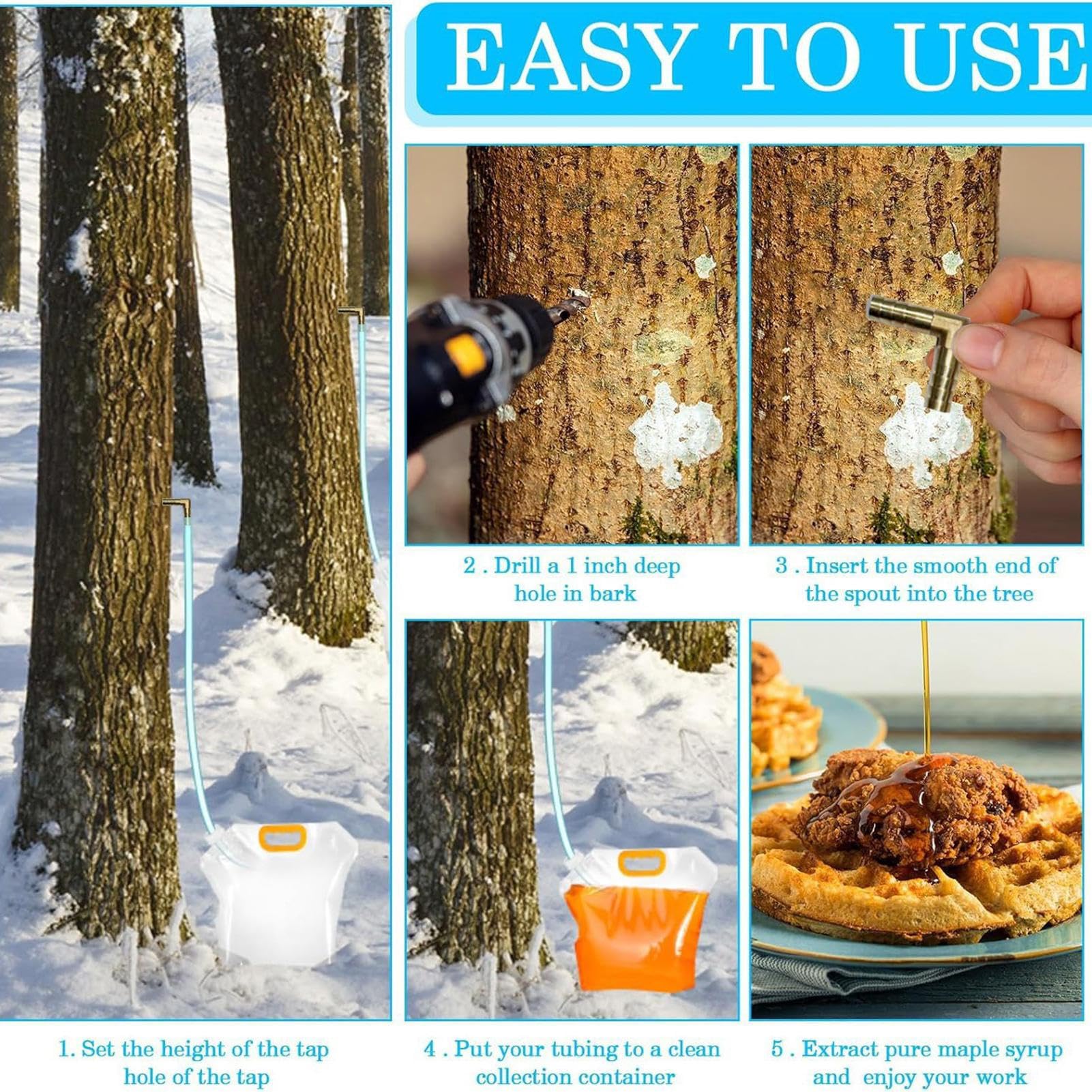 Suministros de Extracción de de Arce con Accesorios Portátiles | Kit de Extracción de con Espiches de Arce Para Producir , Filtrado, Almacenamiento, Principiantes y