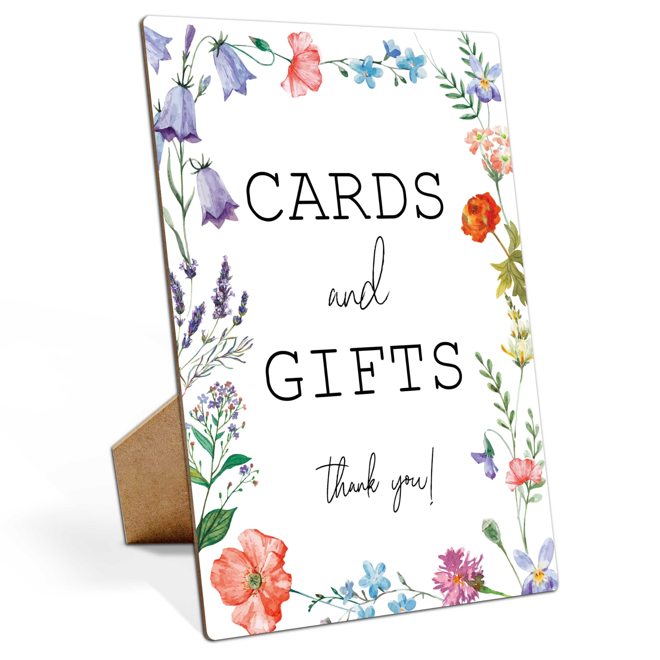 Boho Bridal Shower Sign, Wildflower Bar Signage Party, 8×11 Wooden Play Sign with Stand, Wildflower Party Decorations,Cards and Gifts, Bridal Shower