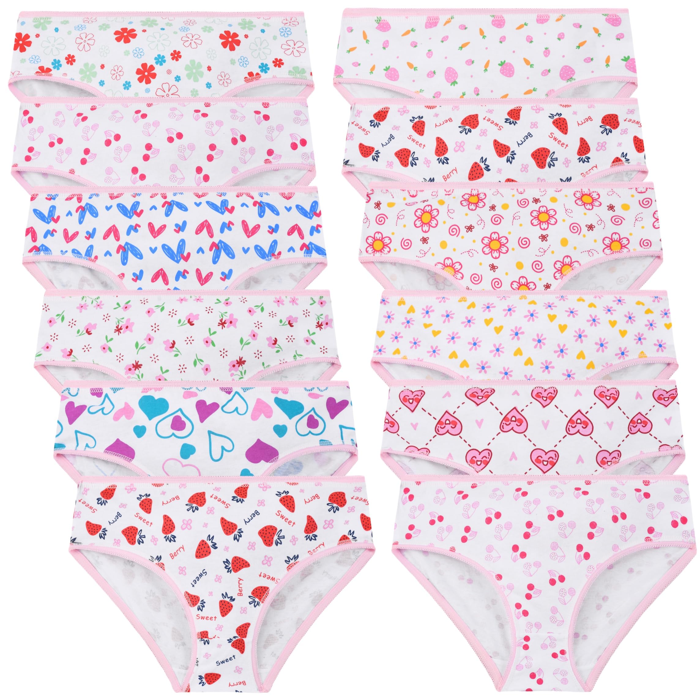 Girls Brief Kids Soft Underwear Toddler Panties Cotton Undies 12 Pack