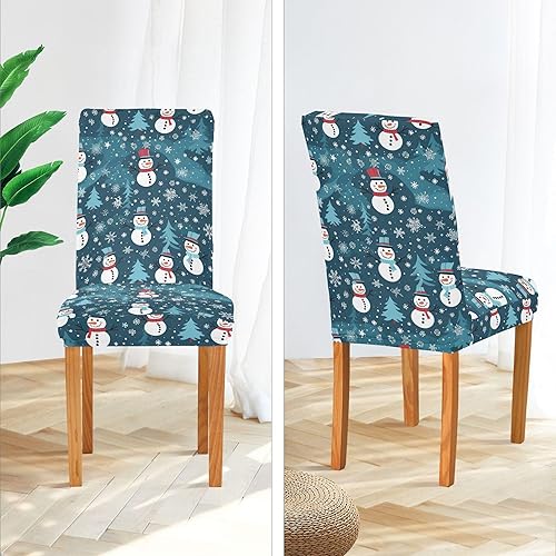 Miniatura 4 de S Husky Juego de 2 fundas para sillas de comedor con muñeco de nieve de Navidad, extraíbles y lavables, para hotel, ceremonia, banquete, boda,