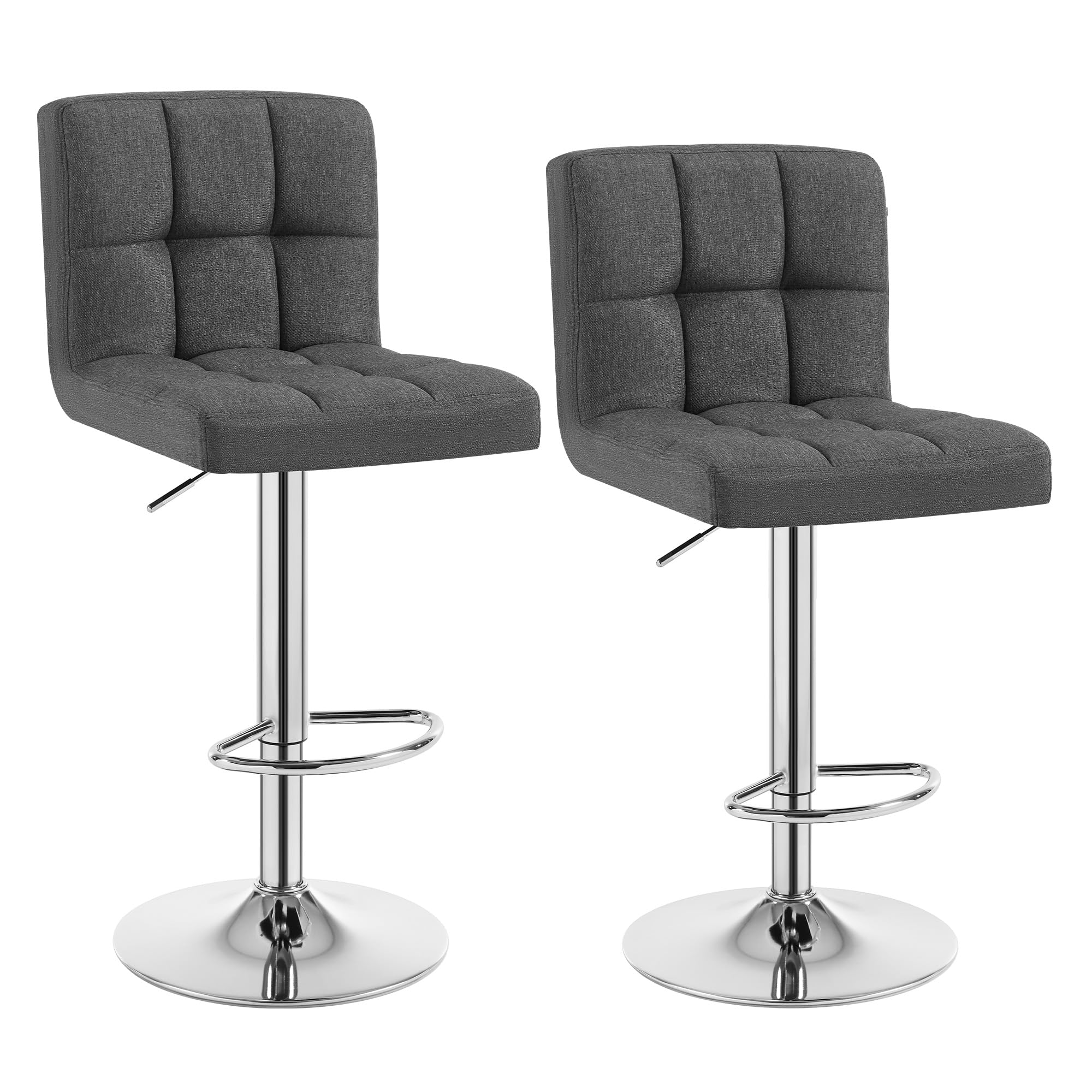 WOLTU Barhocker 2er Set Barstühle, Höhenverstellbar, Drehstühle, Küchenstühle mit Rückenlehne und Fußstütze, Robuster Metallrahmen