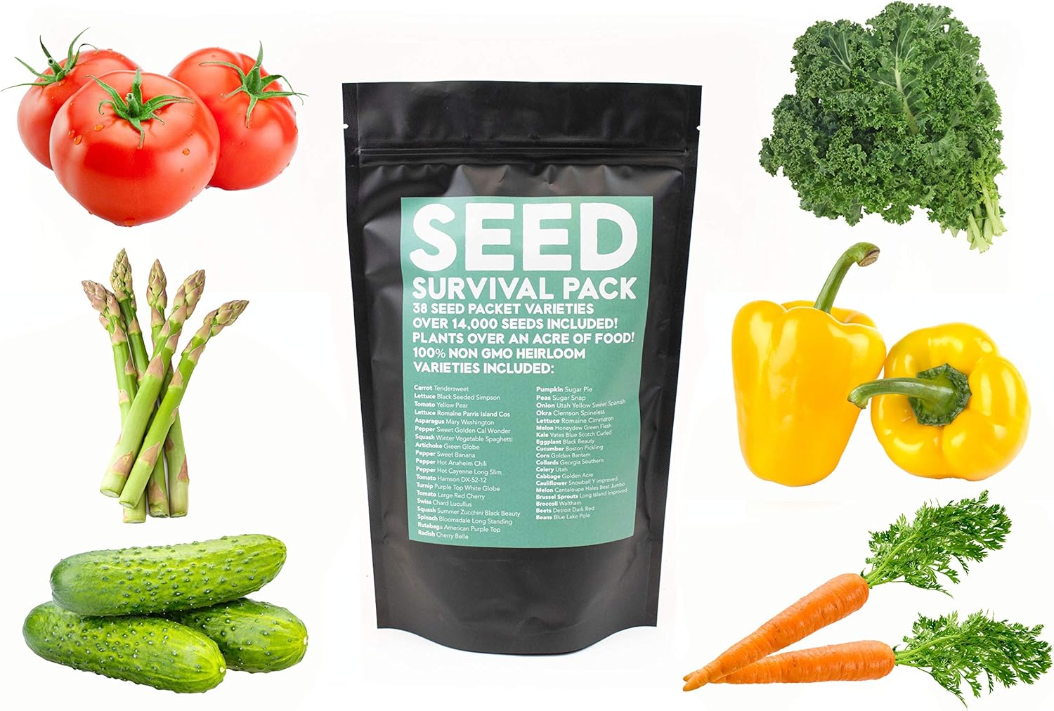 Shop Succulents | Emergency Survival Garden Kit | 14,000 Non GMO Heirloom Seeds with Long Shelf Life 38 Variety Pack of Edible Fruits and Vegetables,