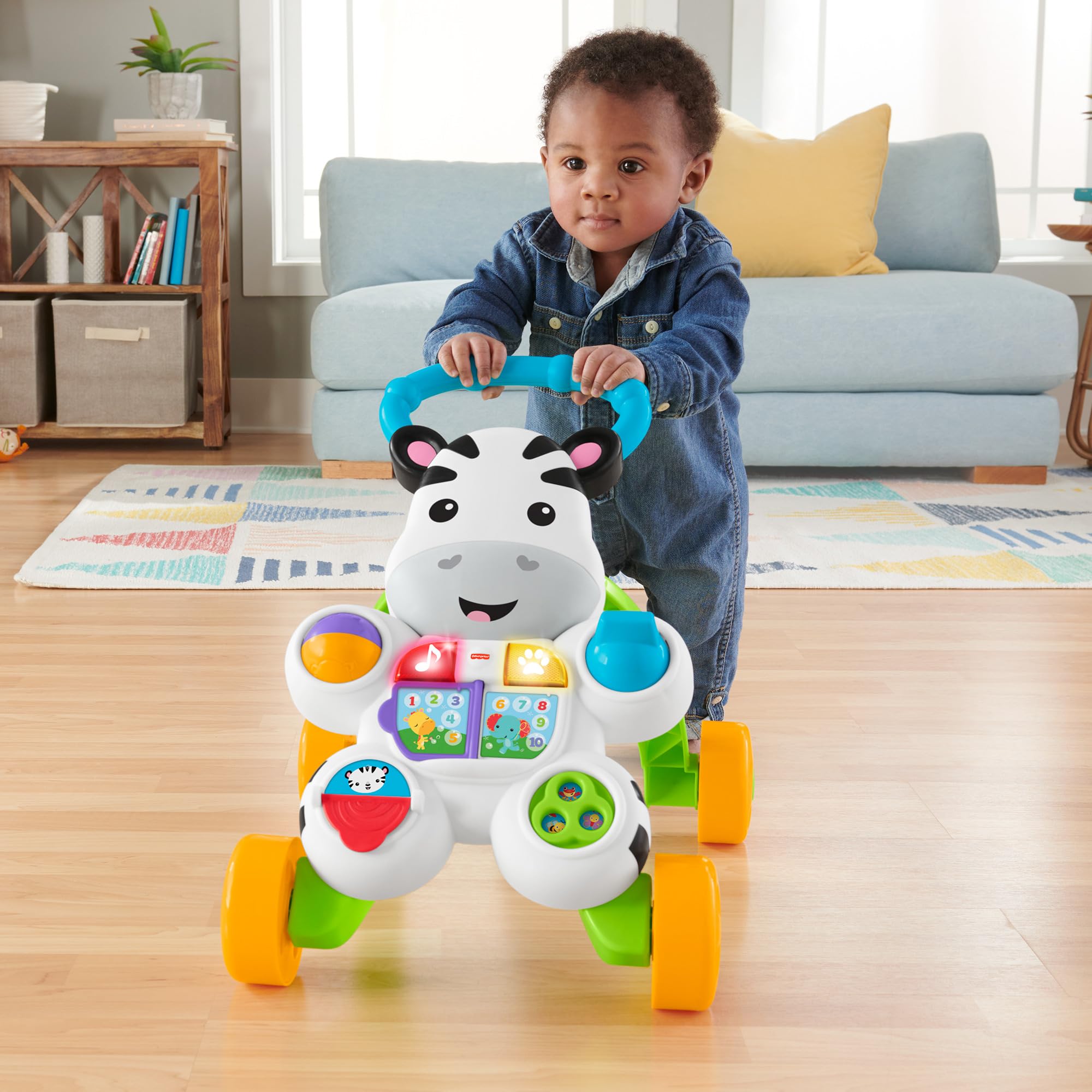 Fisher-Price Mon Trotteur Zèbre| Jouet Evolutif et Interactif Coloré, Lumineux et Musical pour Apprendre à Marcher à Bébé | Trotteur Bébé Garçon ou Fille à Partir de 6 Mois, Version: Française, DLD96
