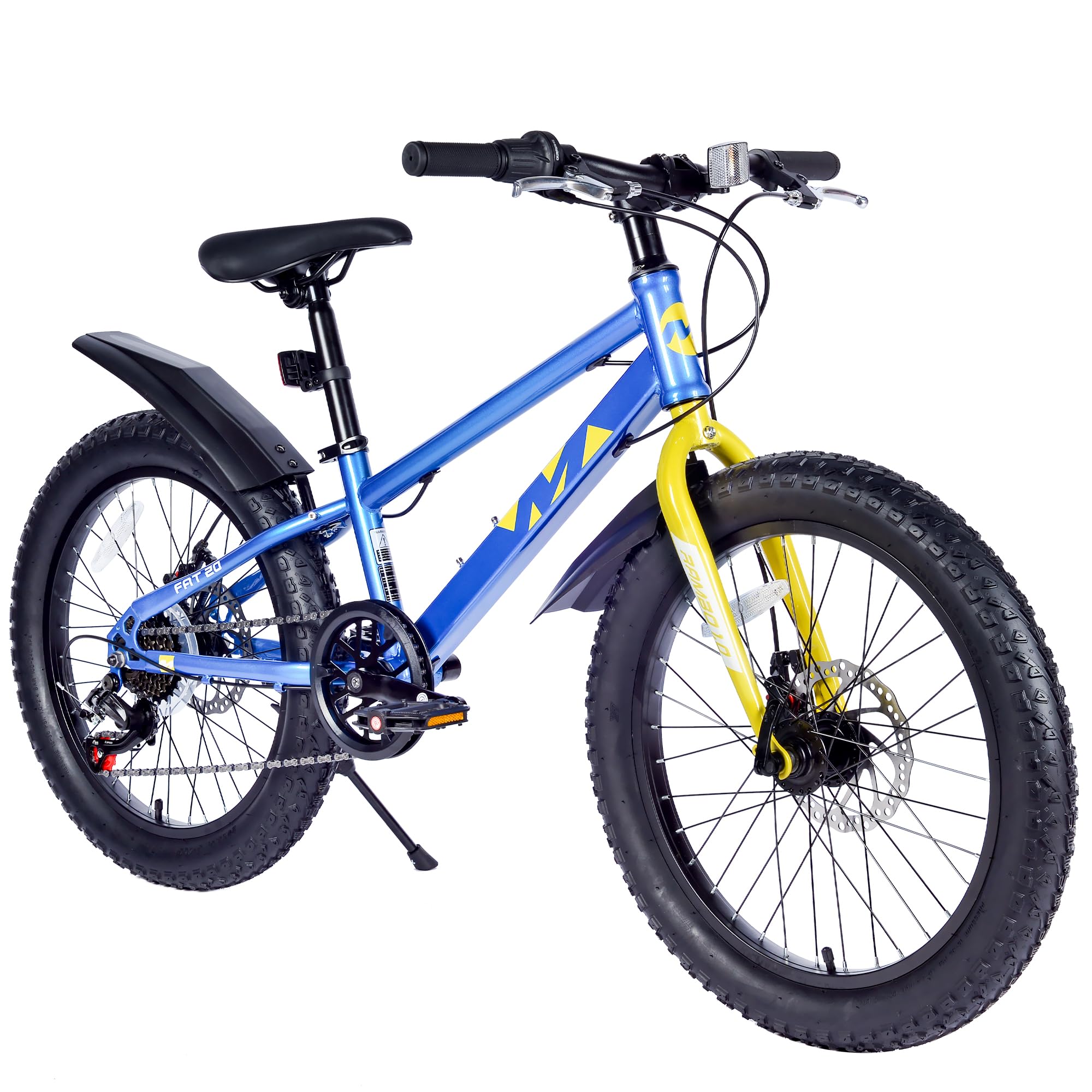 Mountain Bike 20/24 Inch, 3" Wide Fat Tire Snow Mountain Bikes, 7 Speeds Kids Teen Student Bicycles,Steel Frame Disc Brake，3 Colors