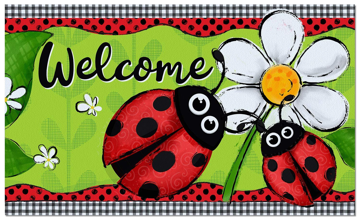 Counterart Ladybug Welcome Indoor/Outdoor Entryway Floor Mat Manufactured in The USA Low Profile, Protective Non-Skid Rubber Backing, Easy to Clean