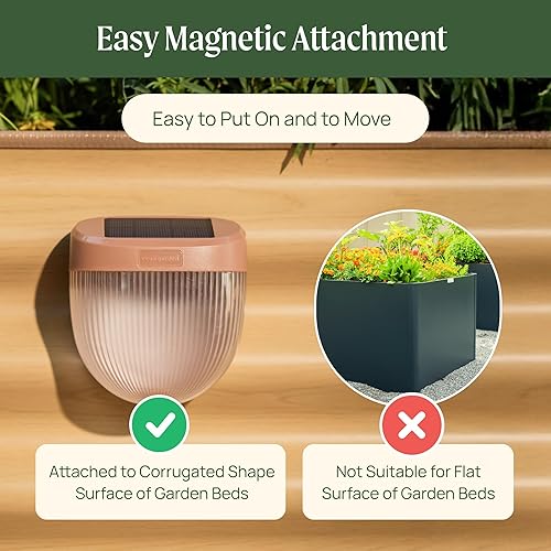 Miniatura 5 de Vego garden Luces solares de jardín onduladas con sensores automáticos. Se magnetizan de forma segura a las camas elevadas, luz LED impermeable IPX4