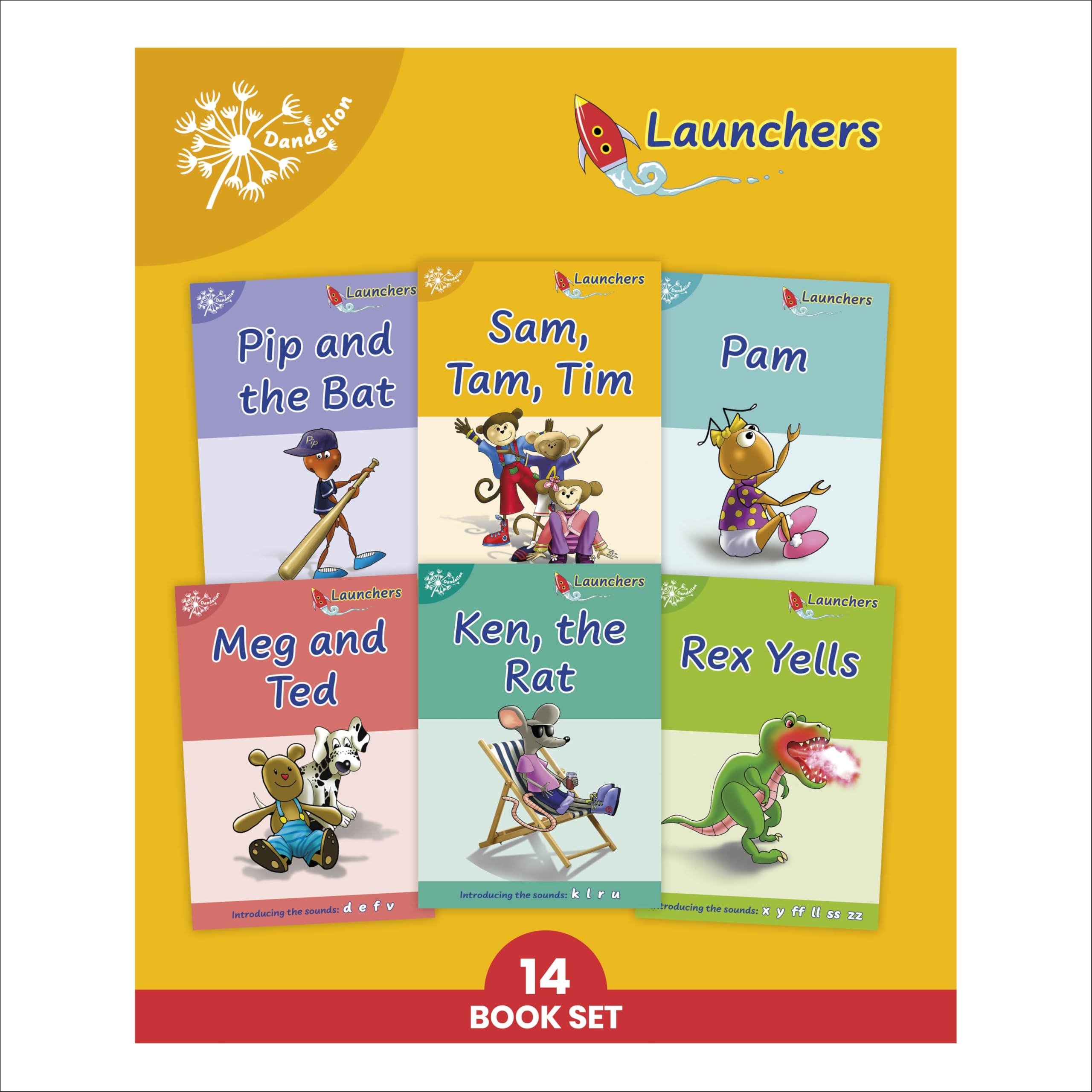 Phonic Books Dandelion Launchers Stages 1-7 Sam, Tam, Tim (Alphabet Code): Decodable Books for Beginner Readers Sounds of the Alphabet [Paperback] Phonic Books