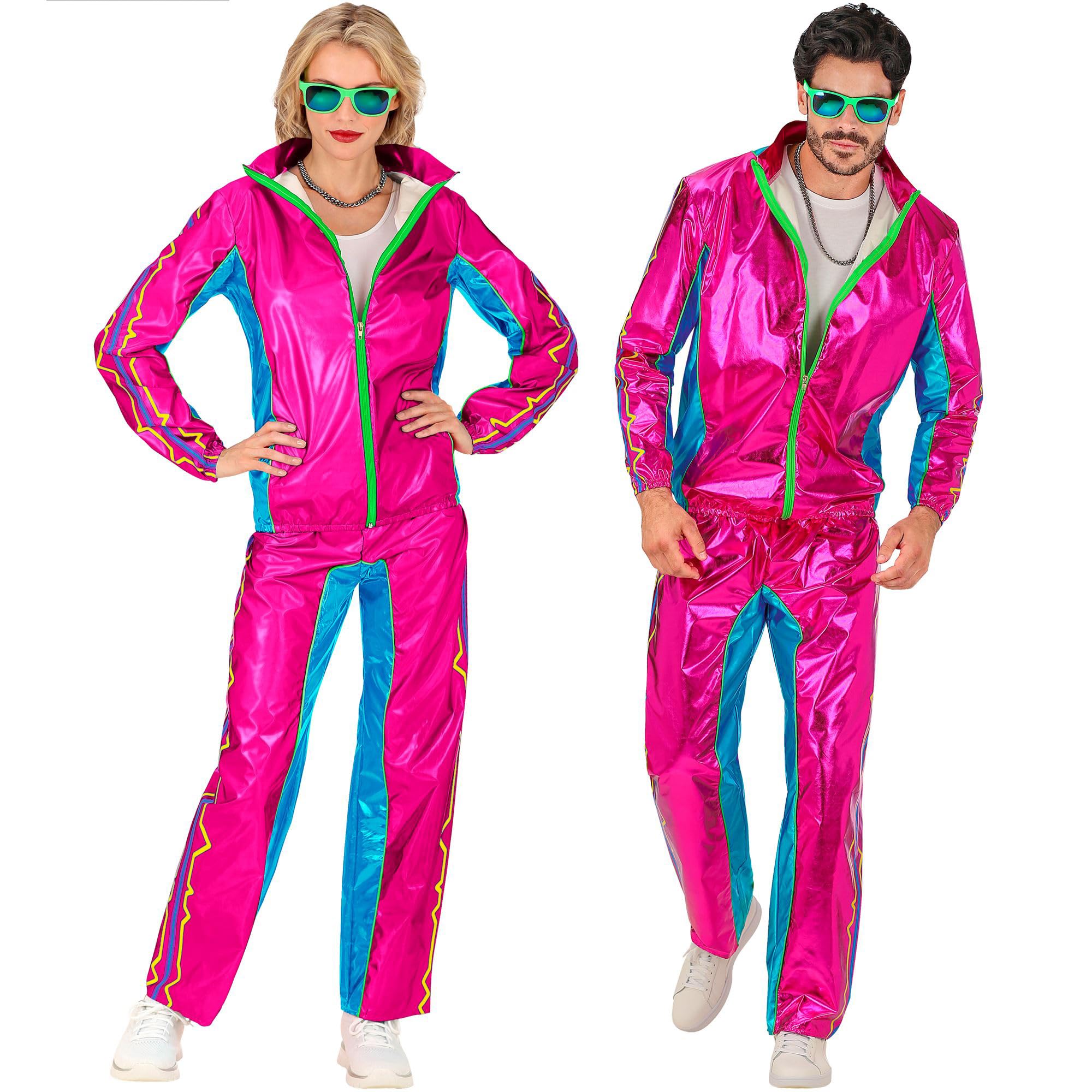 Widmann Costume Tracksuit, Pink Metallic, 80s Outfit, Jogging Suit, Bad Taste Outfit, Fancy Dress Costumes