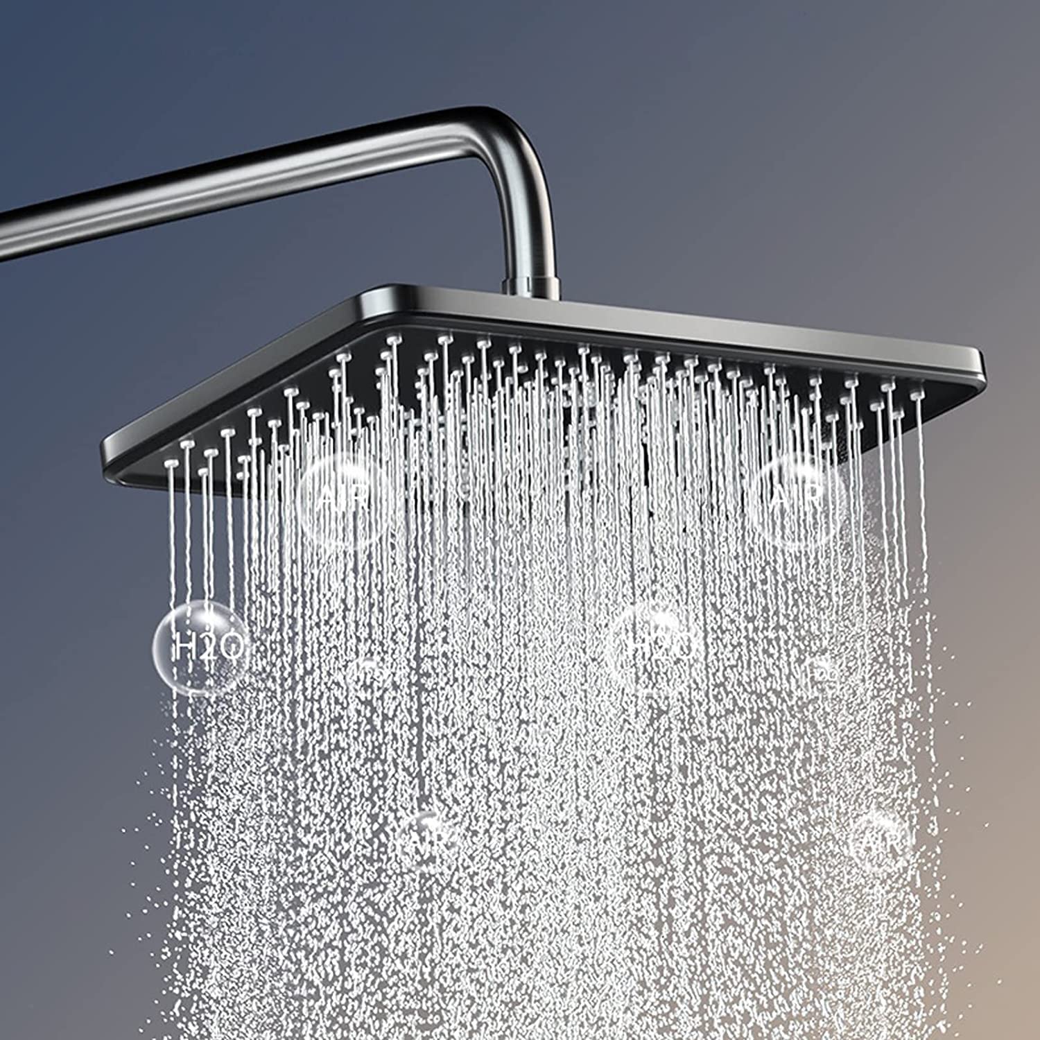 Set Doccia termostatico, Set Rubinetto a Parete, soffione a Pioggia con doccetta, beccuccio per Vasca, doccetta per Bidet e Kit di valvola con visualizzazione della Temperatura