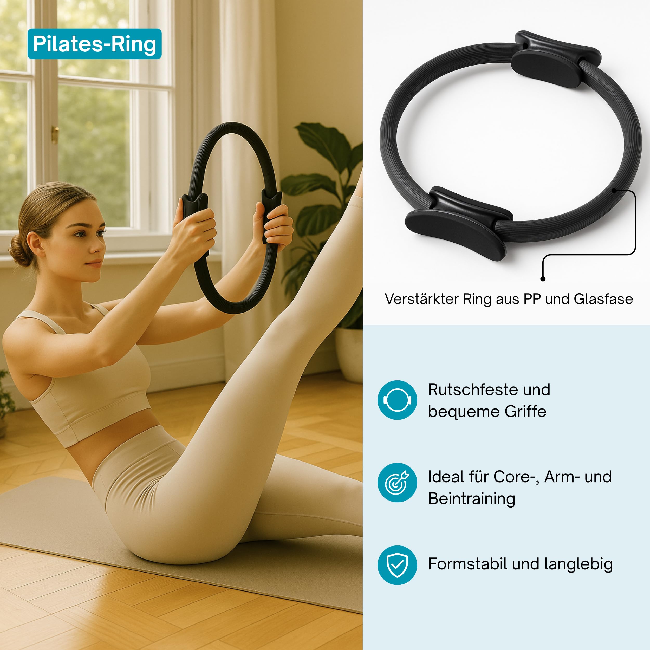 Pilates Set, Pilates Ball, Gymnastikband, Theraband, Terrabänder, Widerstandsbänder, Fitnessbänder - Resistance Bands & Ring, Gleitscheiben, für das Fitnessstudio zu Hause, Workout, Training