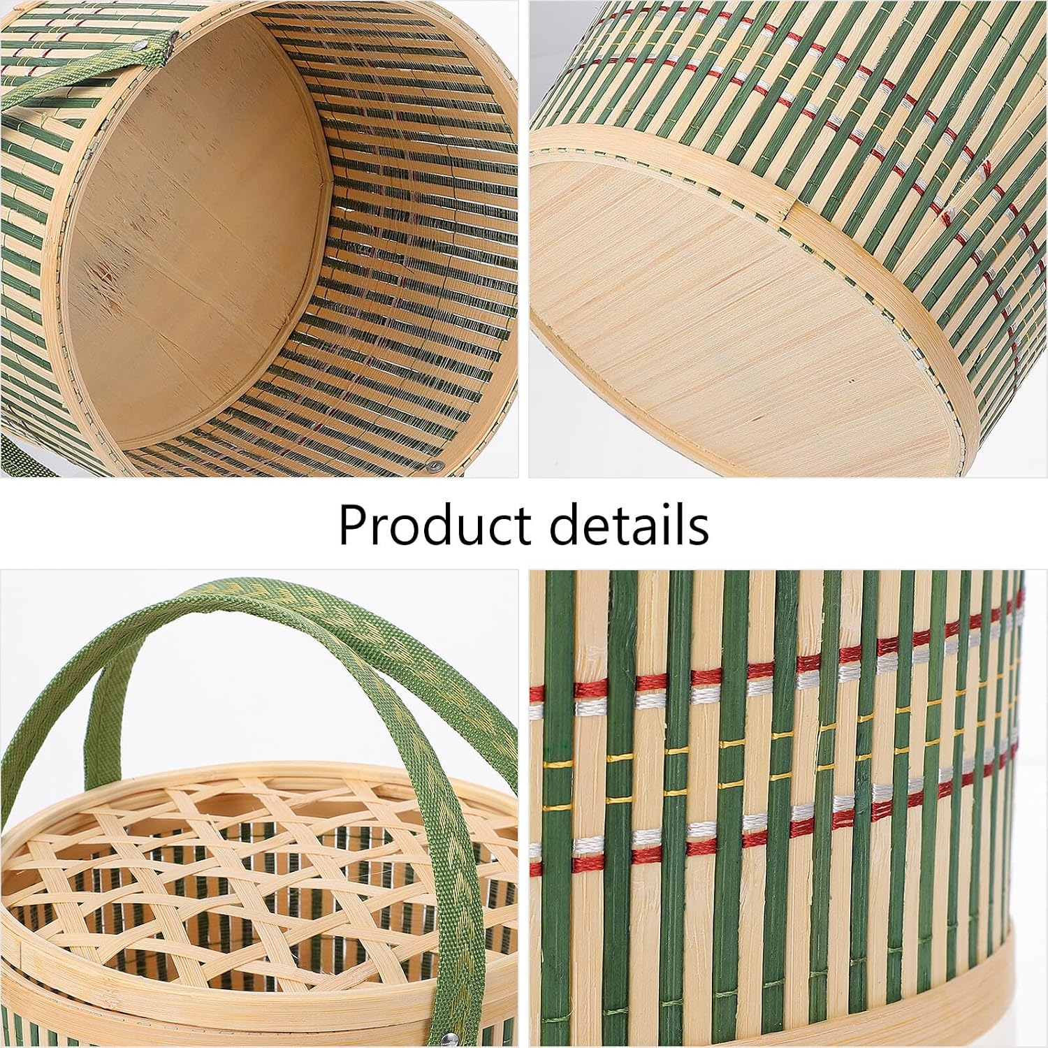 minkissy Egg Storage Basket with Lid Portable Woven Decorative Basket for Fruit and Sundry Storage Small Green Handheld image 3