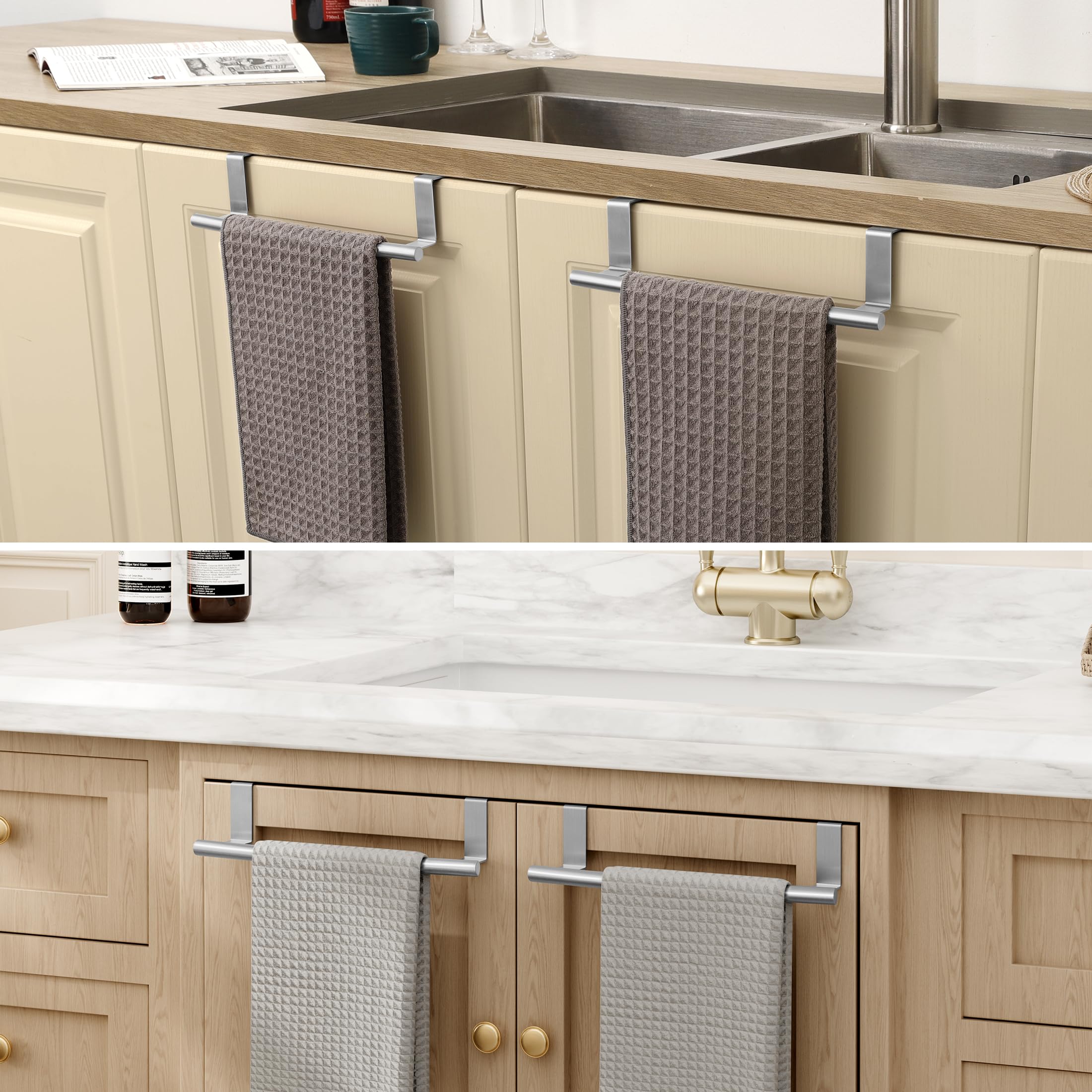 KES Appendi Asciugamani Cucina Porta Strofinacci Cucina Acciaio Inossidabile SUS304 Porta Salviette Barra Canovaccio Porta Porta Asciugamani 2 Pezzi, KTH200S26-2-P2