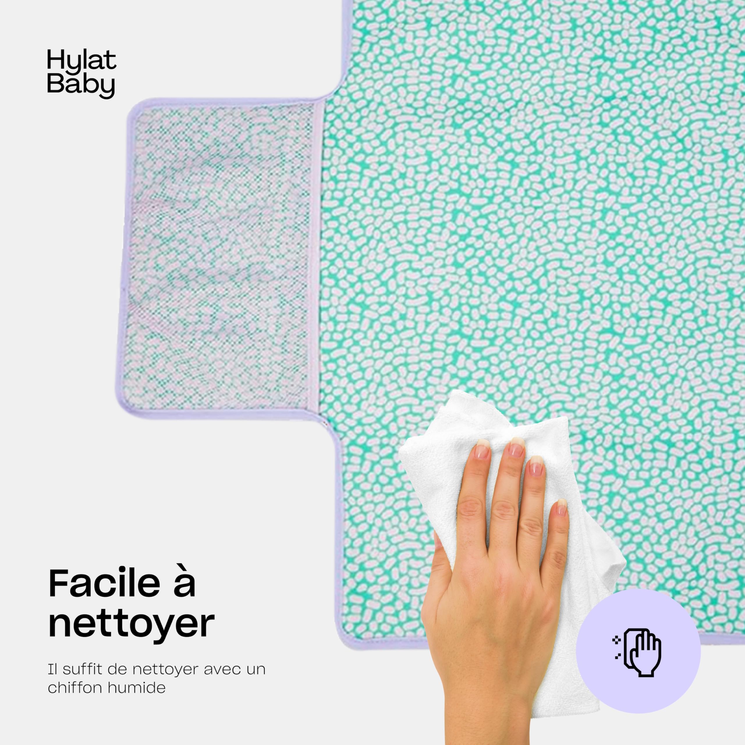 Matelas à Langer Bébé Hylat Baby - Léger et Compact, Imperméable en PEVA - Réducteur Toilette Enfant - Sac à Langer avec Fermetures Velcro Sécurisées et Poignées de Transport Pratiques