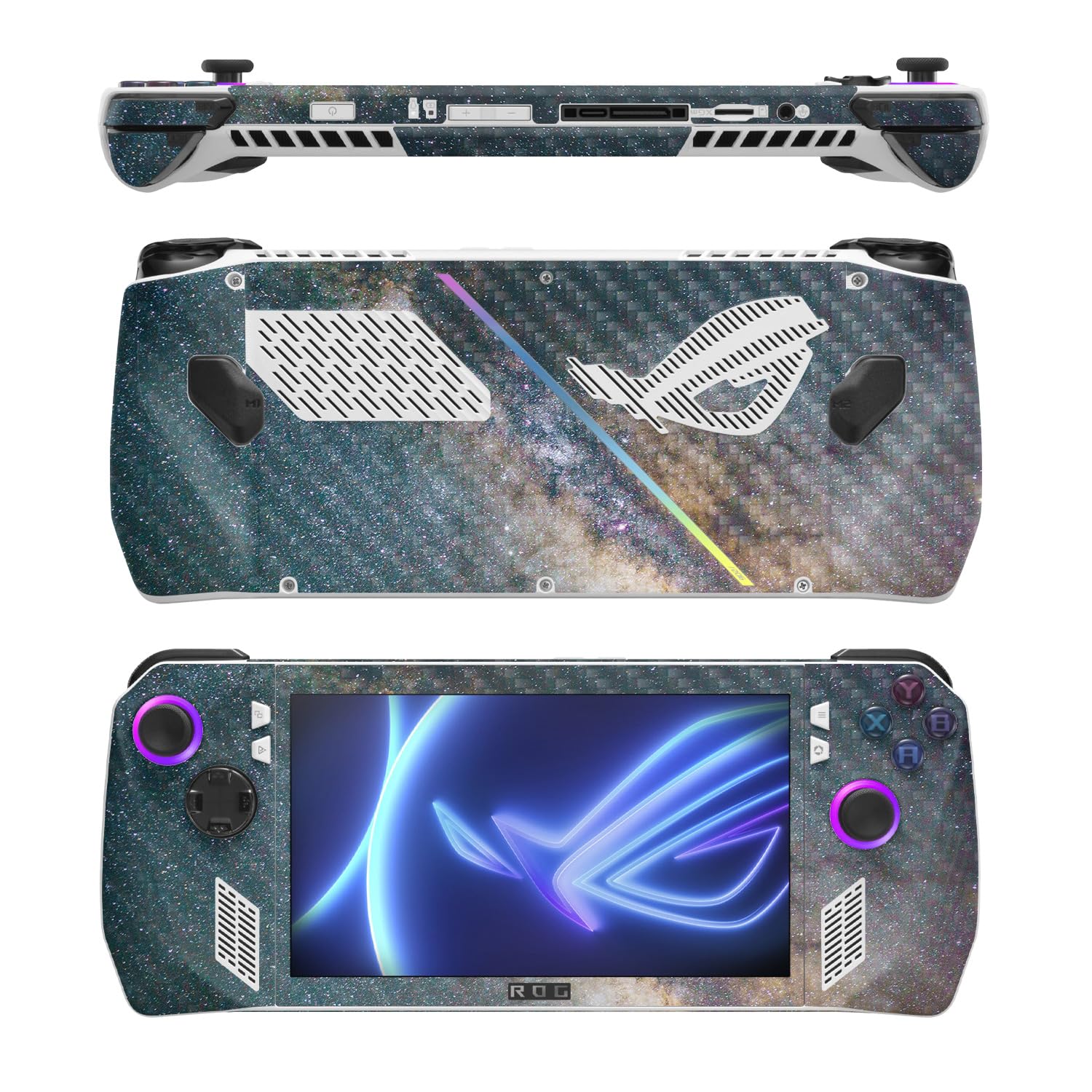 MightySkins Carbon Fiber Skin Compatible with Asus ROG Ally - Galactic Landscape | Protective, Durable Textured Carbon Fiber Finish | Easy to Apply